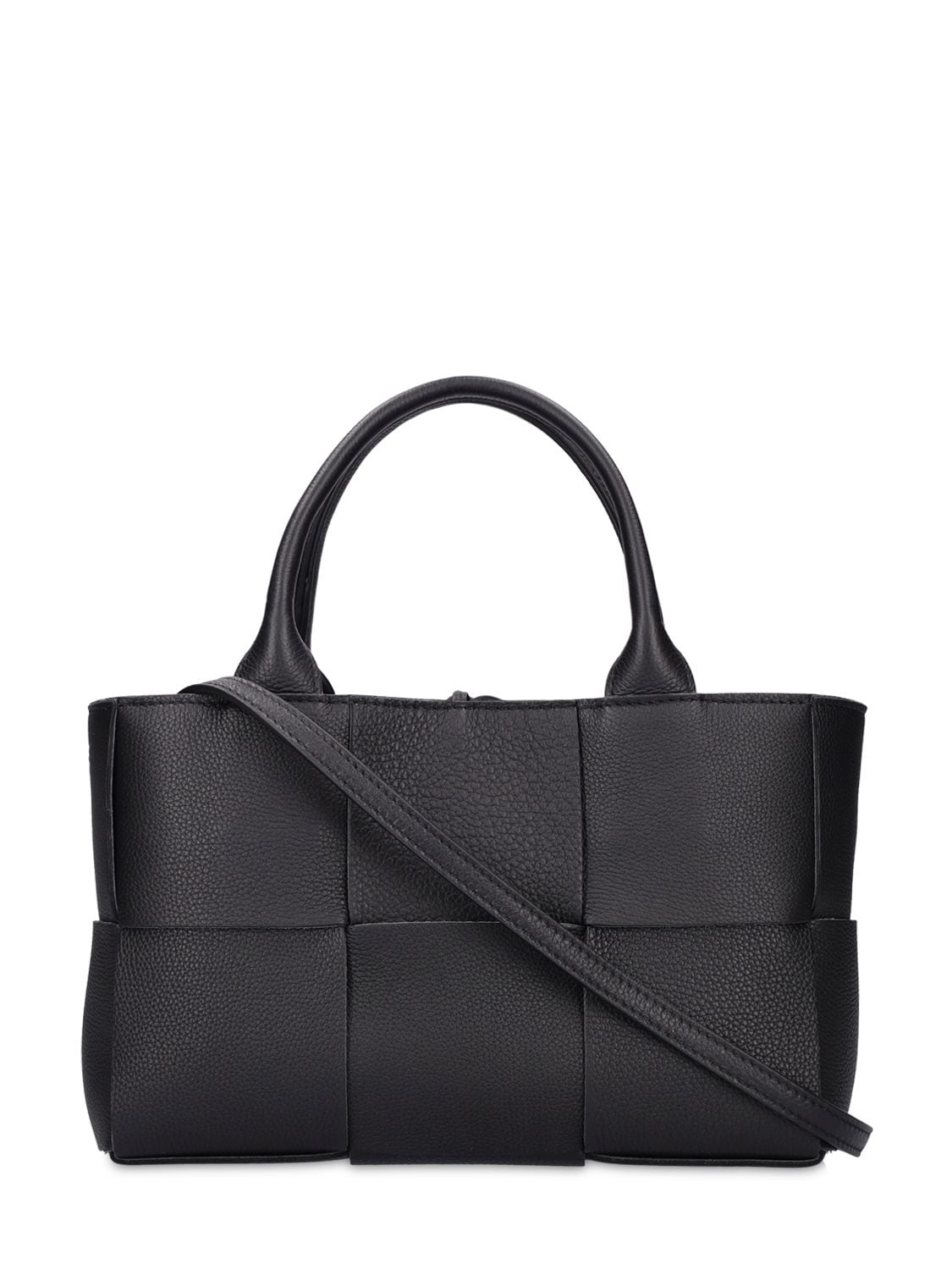 Shop Bottega Veneta Mini Arco Leather Tote Bag In Black