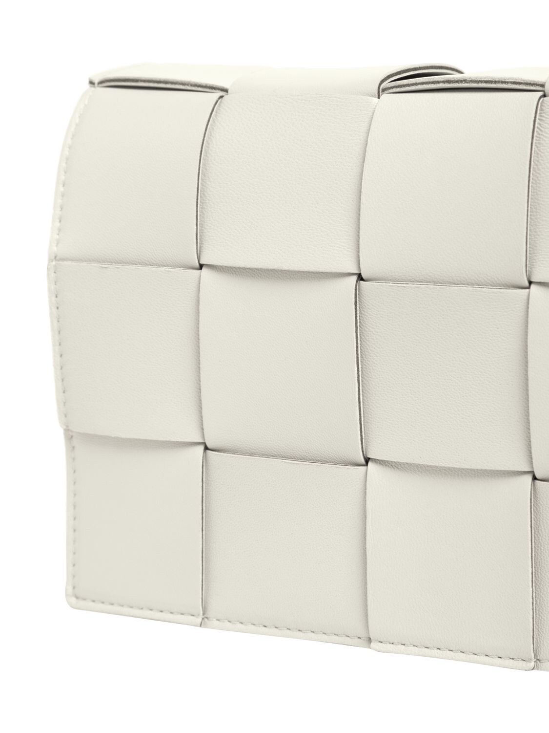 Shop Bottega Veneta Medium Cassette Leather Crossbody Bag In White