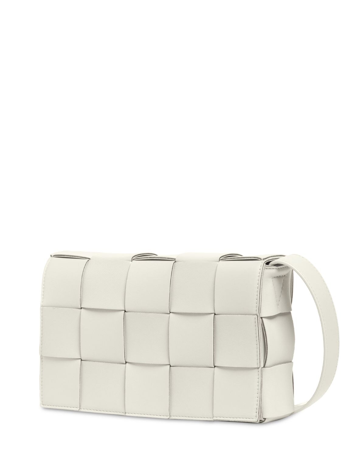 Shop Bottega Veneta Medium Cassette Leather Crossbody Bag In White