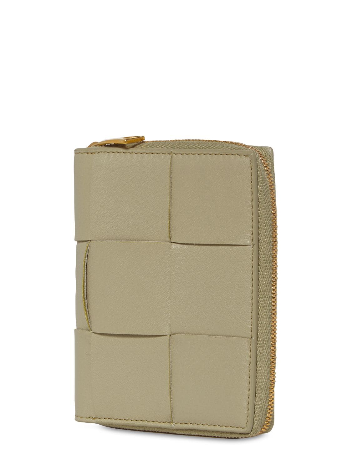 Shop Bottega Veneta Compact Cassette Zip Around Wallet In Travertine