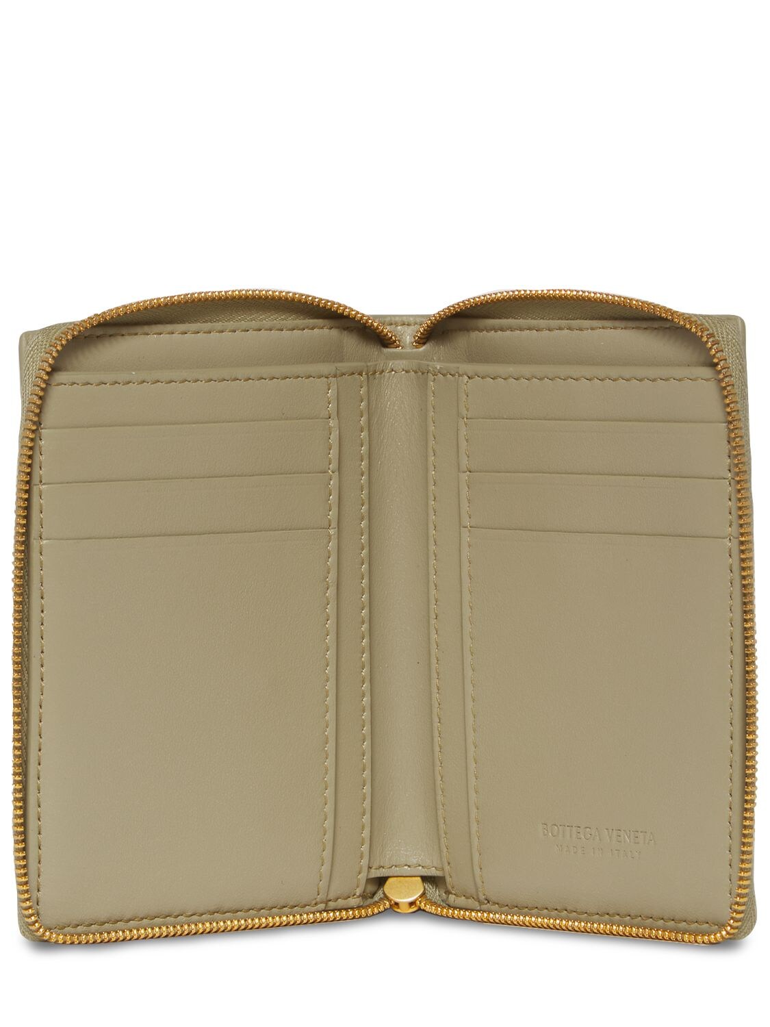 Shop Bottega Veneta Compact Cassette Zip Around Wallet In Travertine