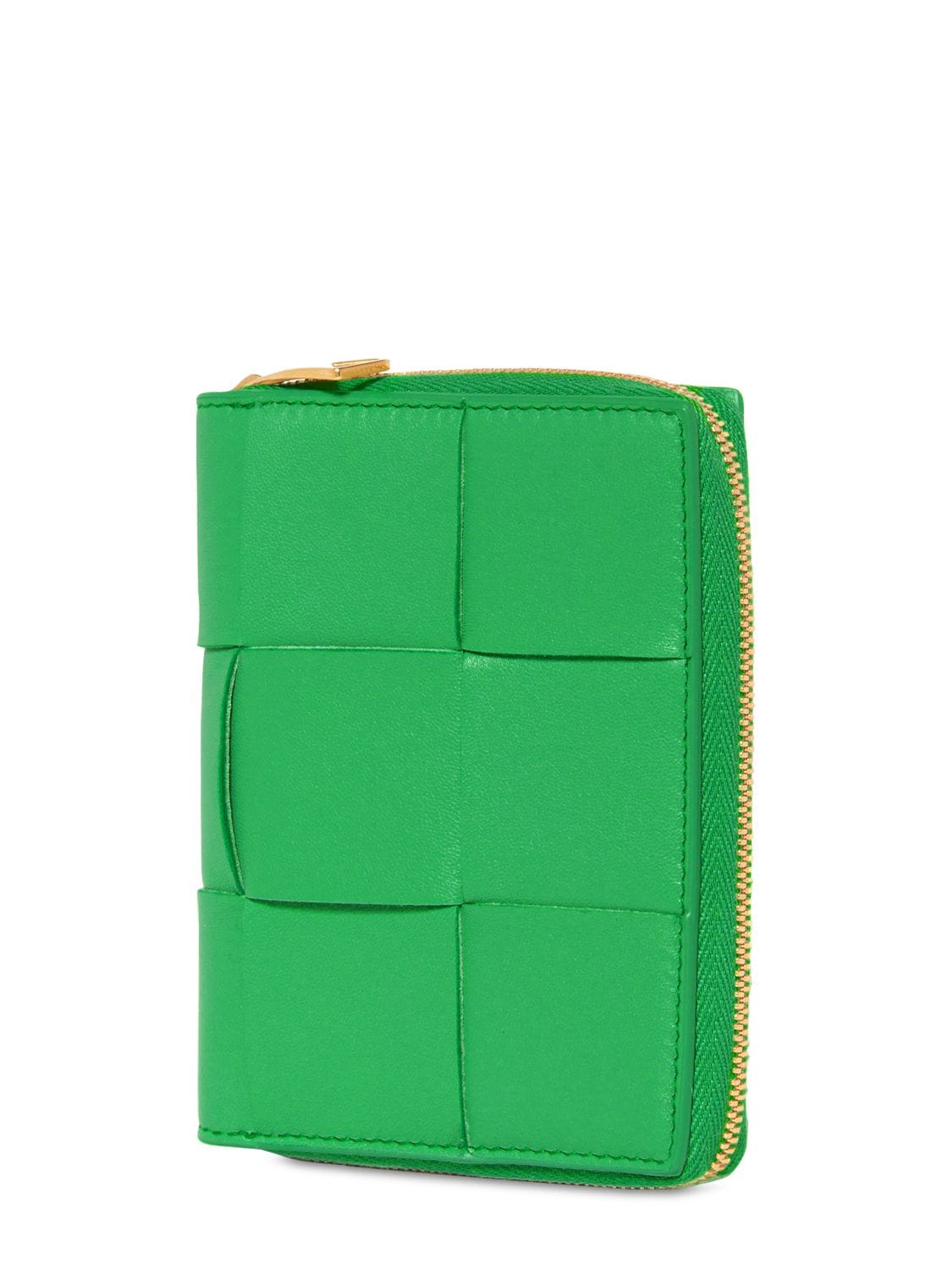 Shop Bottega Veneta Compact Cassette Zip Around Wallet In Parakeet