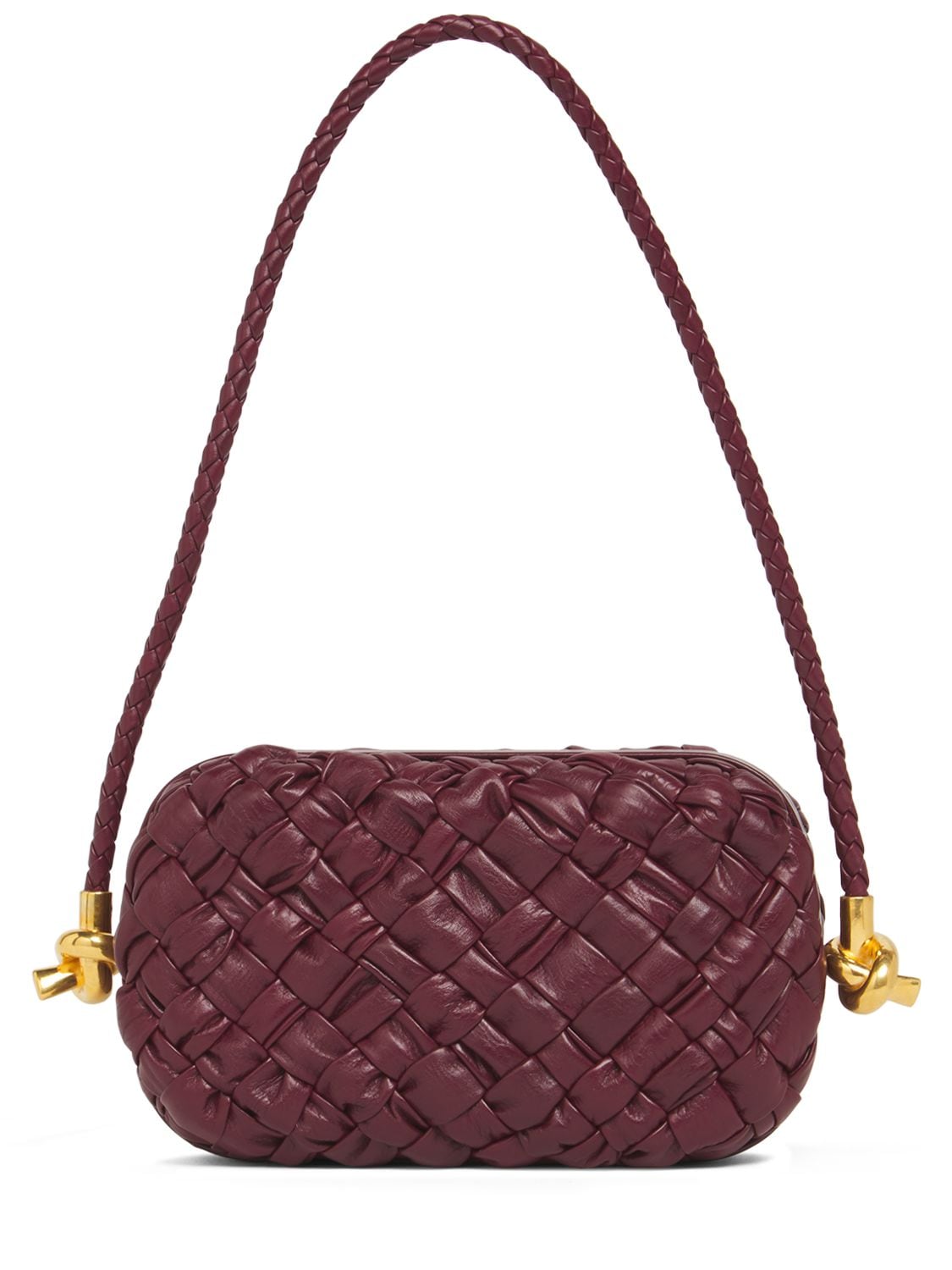 Bottega Veneta Knot Leather Clutch In Barolo