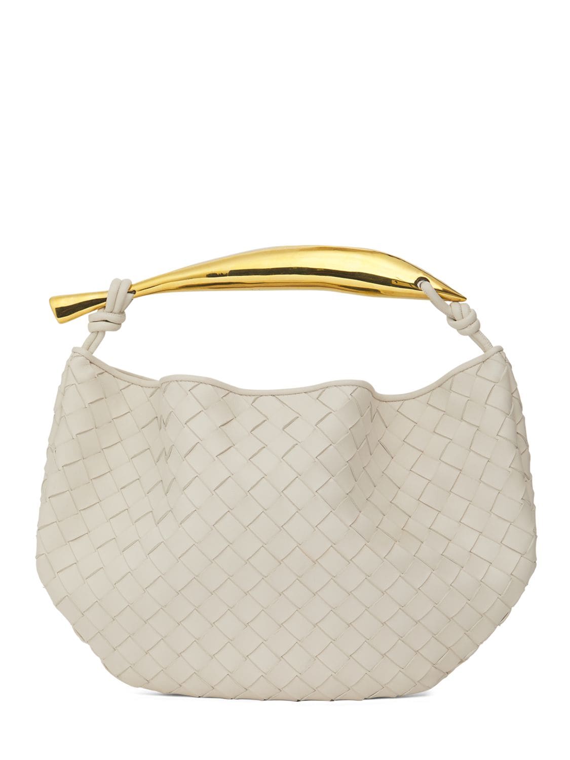 Bottega Veneta Sardine Leather Top Handle Bag In White