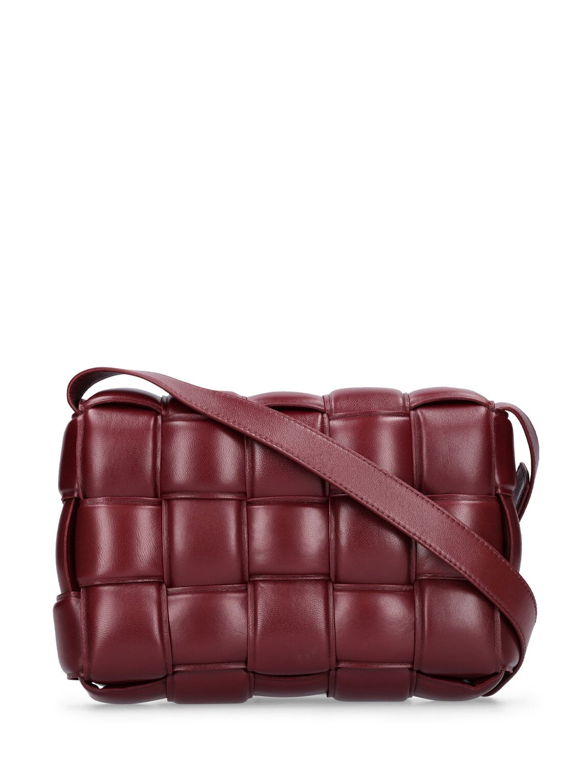 Shop Bottega Veneta Padded Cassette Leather Crossbody Bag In Barolo