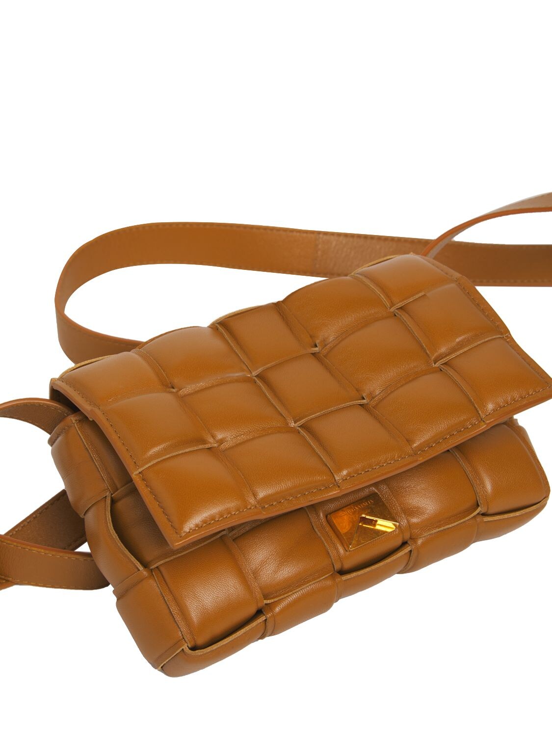 Shop Bottega Veneta Small Padded Cassette Leather Bag In Camel