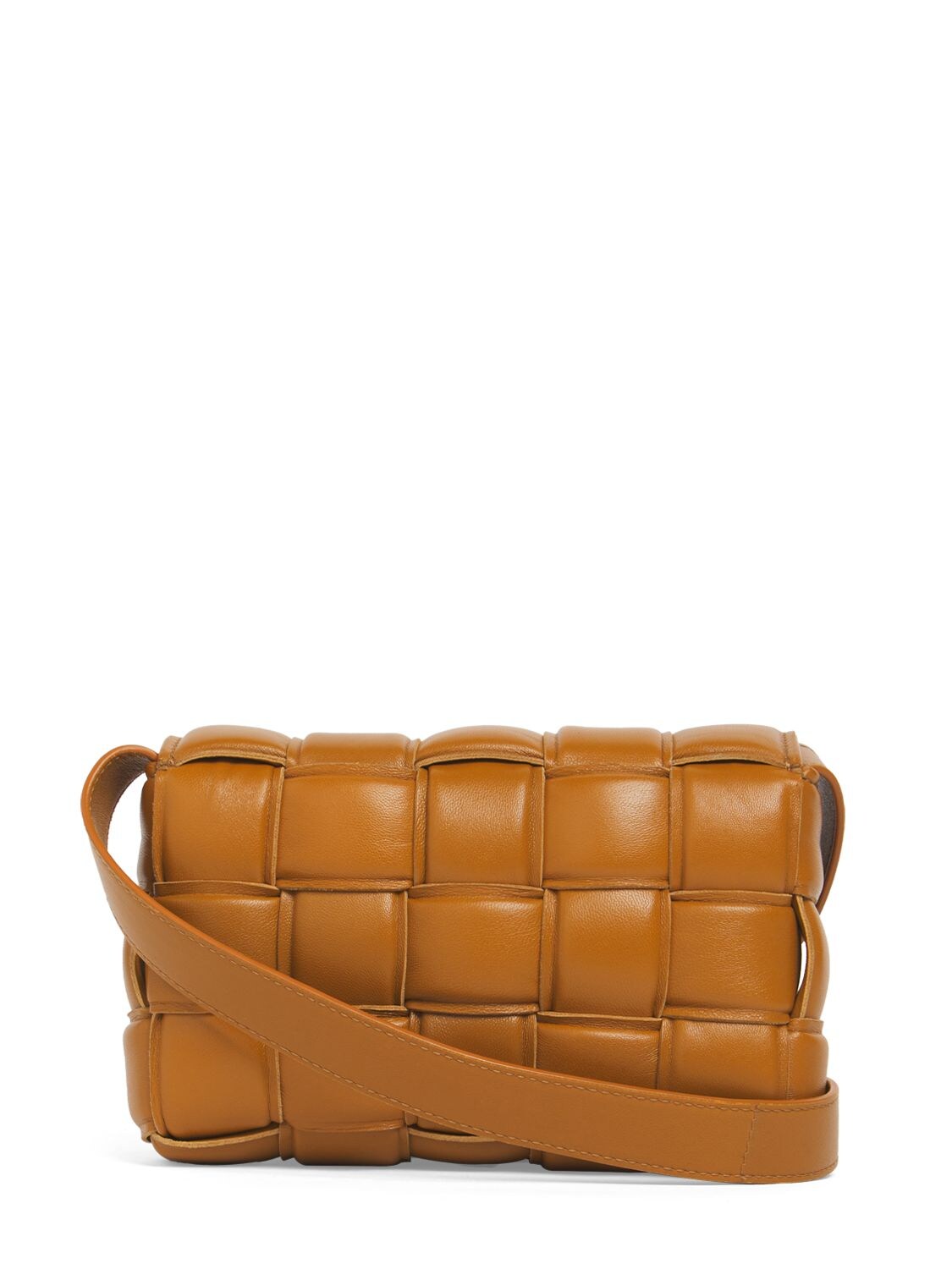 Shop Bottega Veneta Small Padded Cassette Leather Bag In Camel