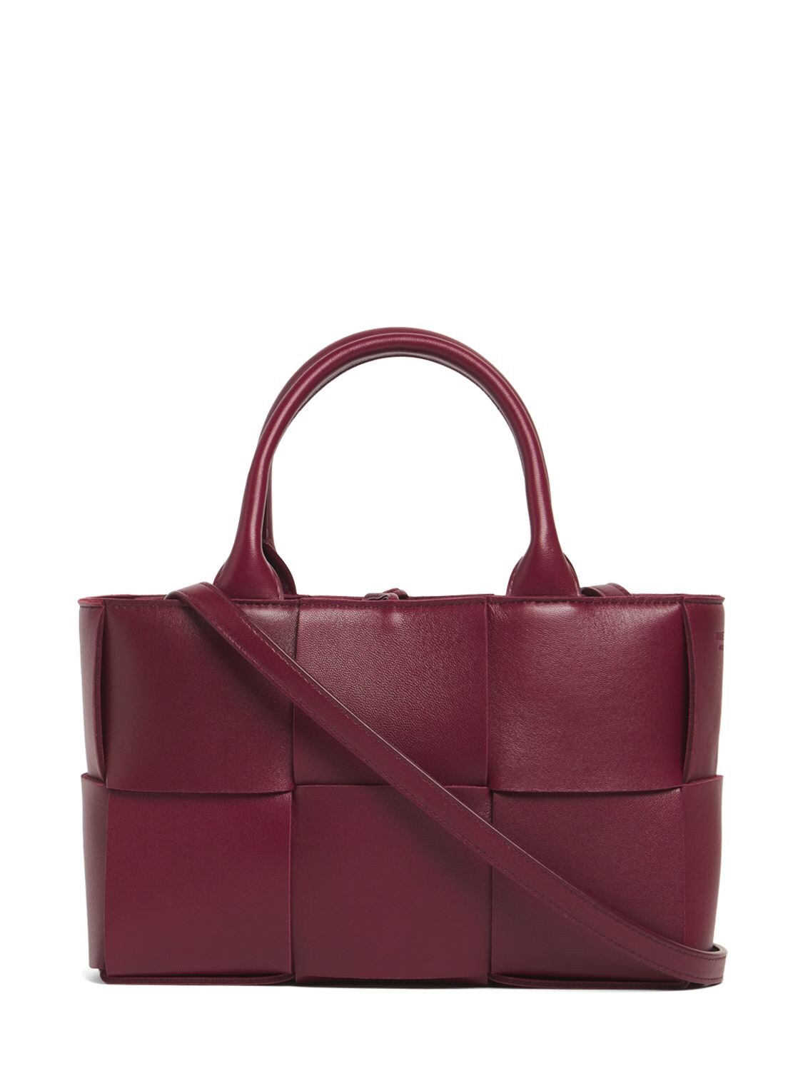 Shop Bottega Veneta Mini Arco Leather Tote Bag In Barolo