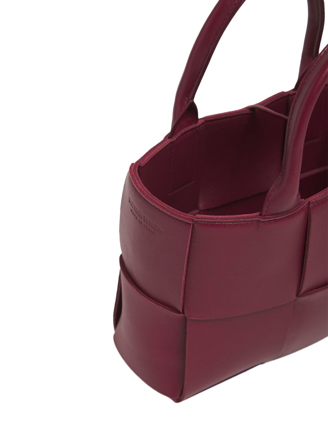 Shop Bottega Veneta Mini Arco Leather Tote Bag In Barolo