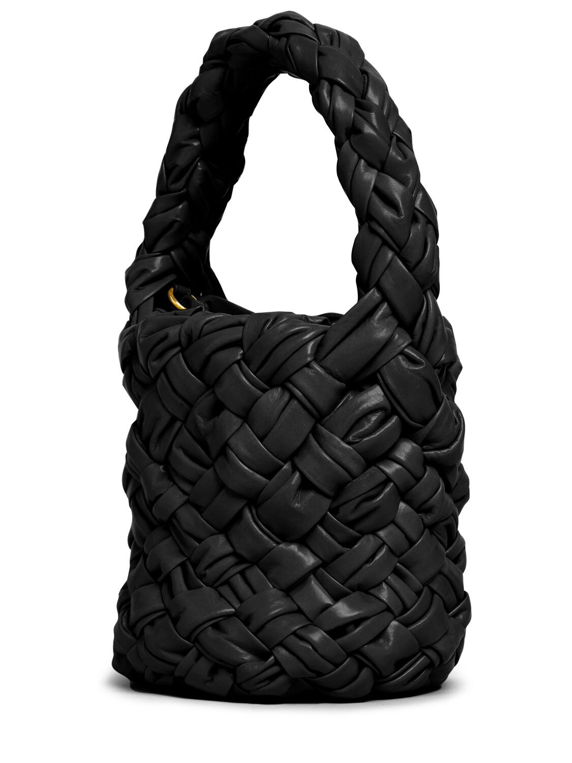 Shop Bottega Veneta Mini Kalimero Leather Bucket Bag In Black