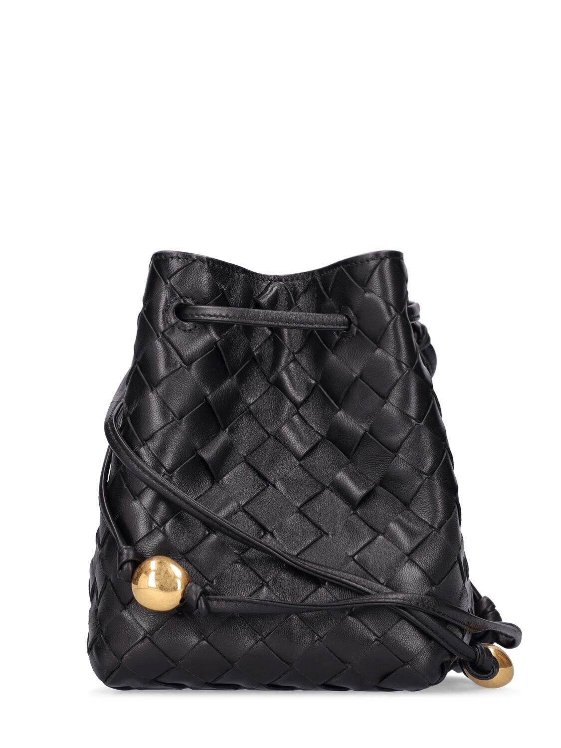 Shop Bottega Veneta Mini Intreccio Leather Bucket Bag In Black