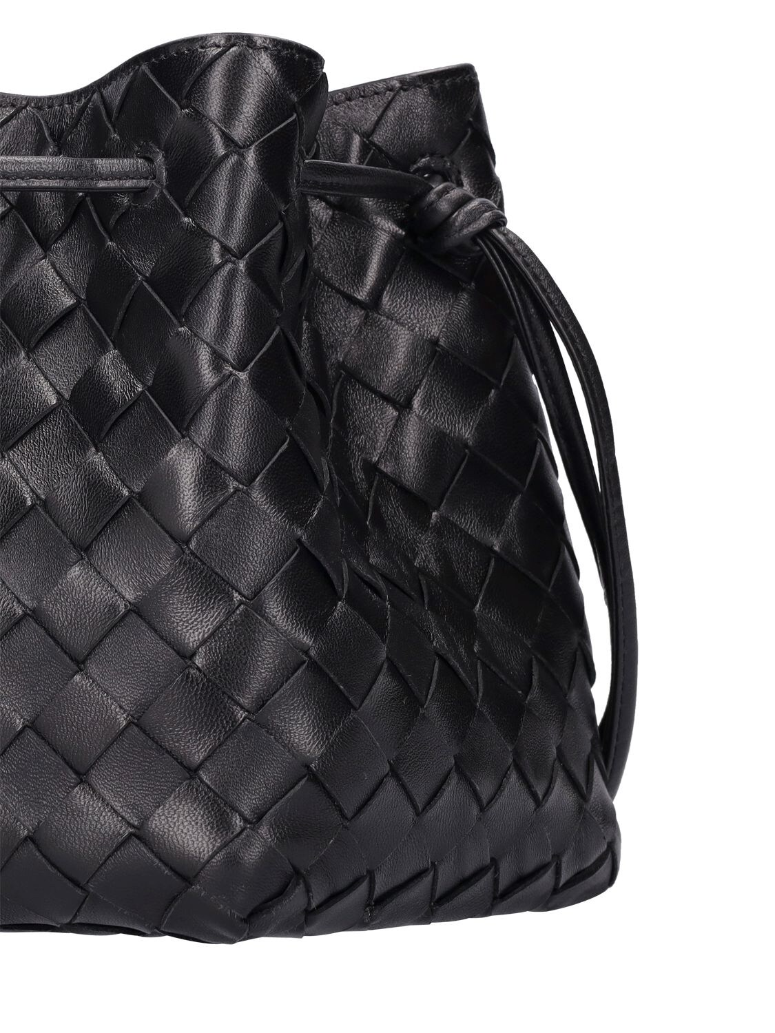 Shop Bottega Veneta Mini Intreccio Leather Bucket Bag In Black