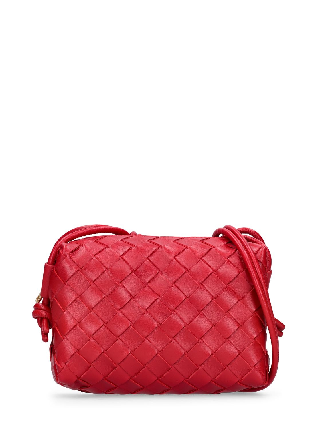 Bottega Veneta Mini Loop Leather Shoulder Bag In Red