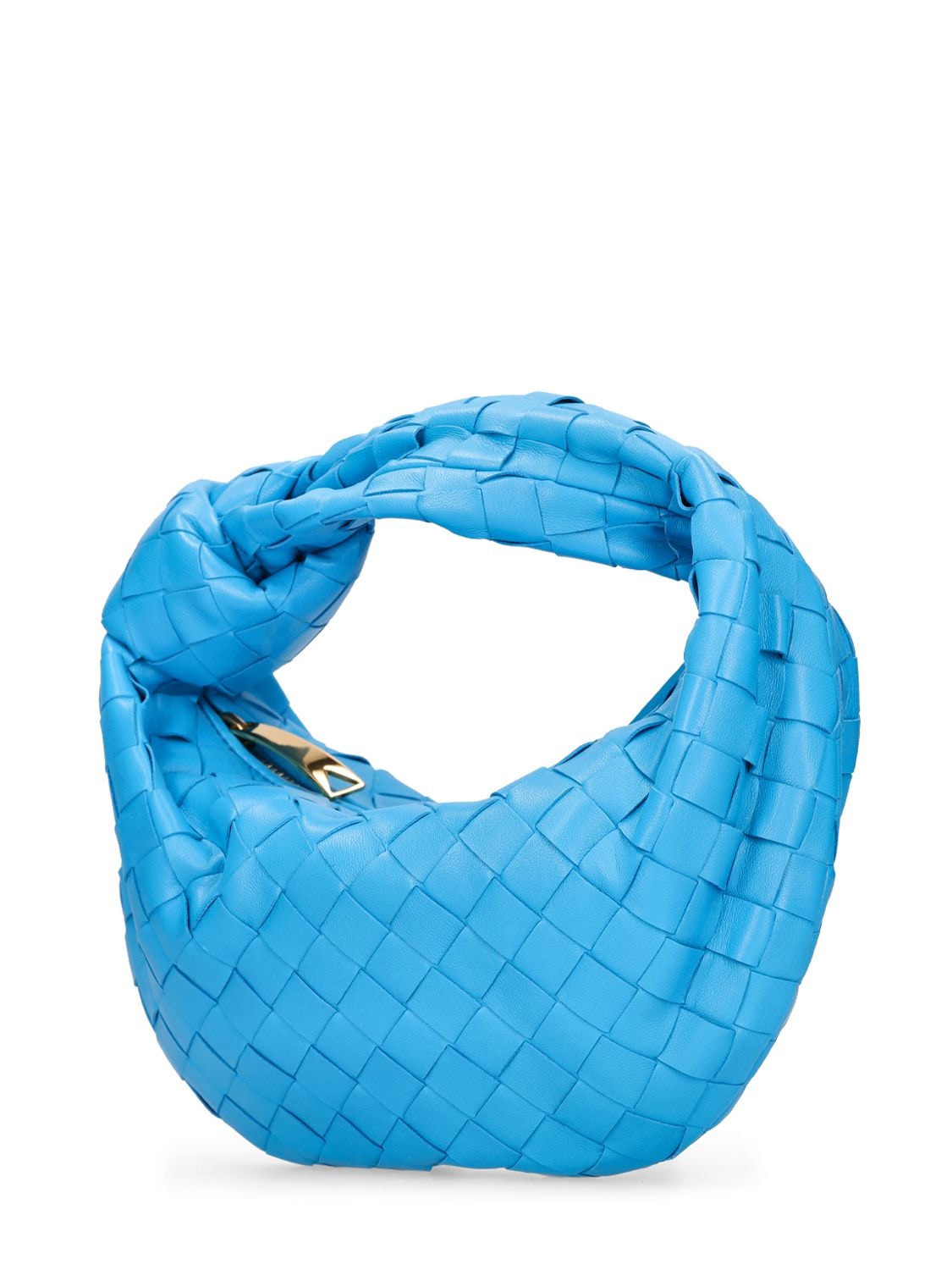 Shop Bottega Veneta Mini Jodie Leather Top Handle Bag In Pool