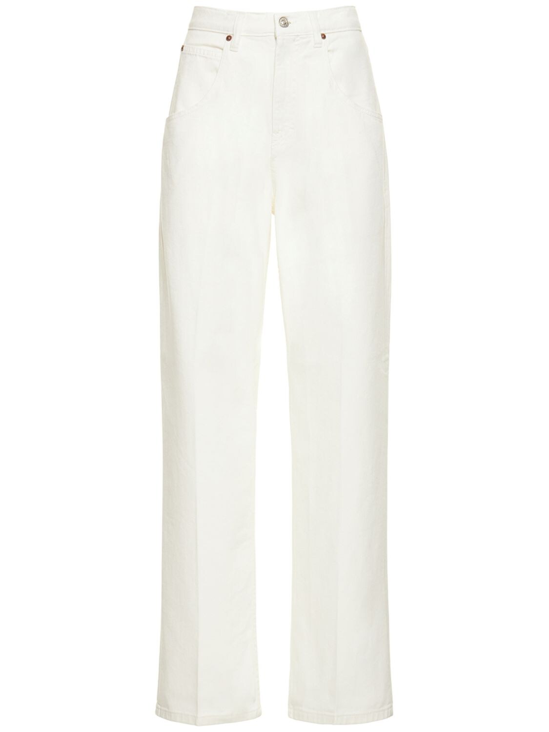 Victoria Beckham Mia High Rise Wide Cotton Denim Jeans In White