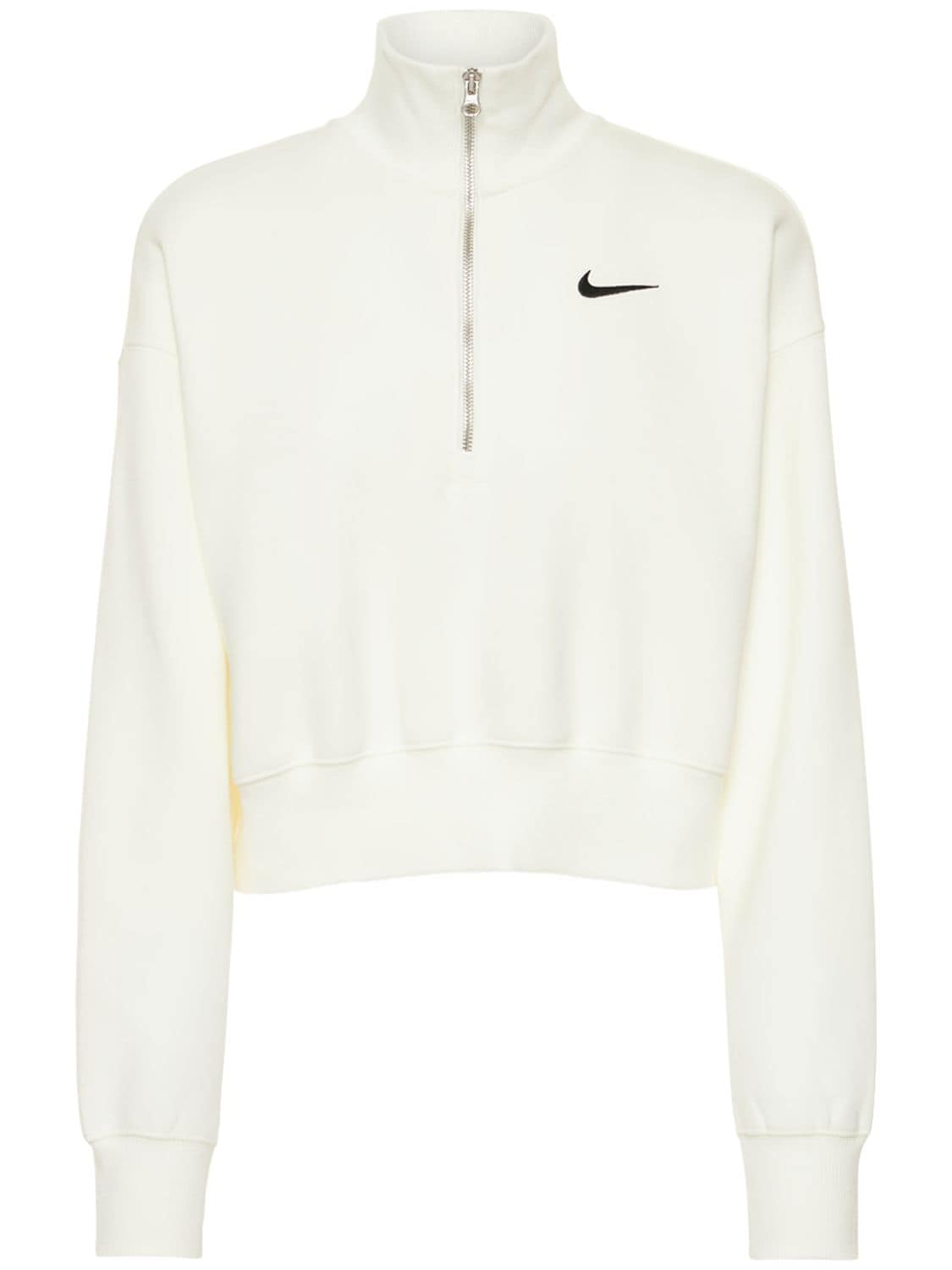 NIKE CROPPED COTTON BLEND 1/2 ZIP SWEATSHIRT