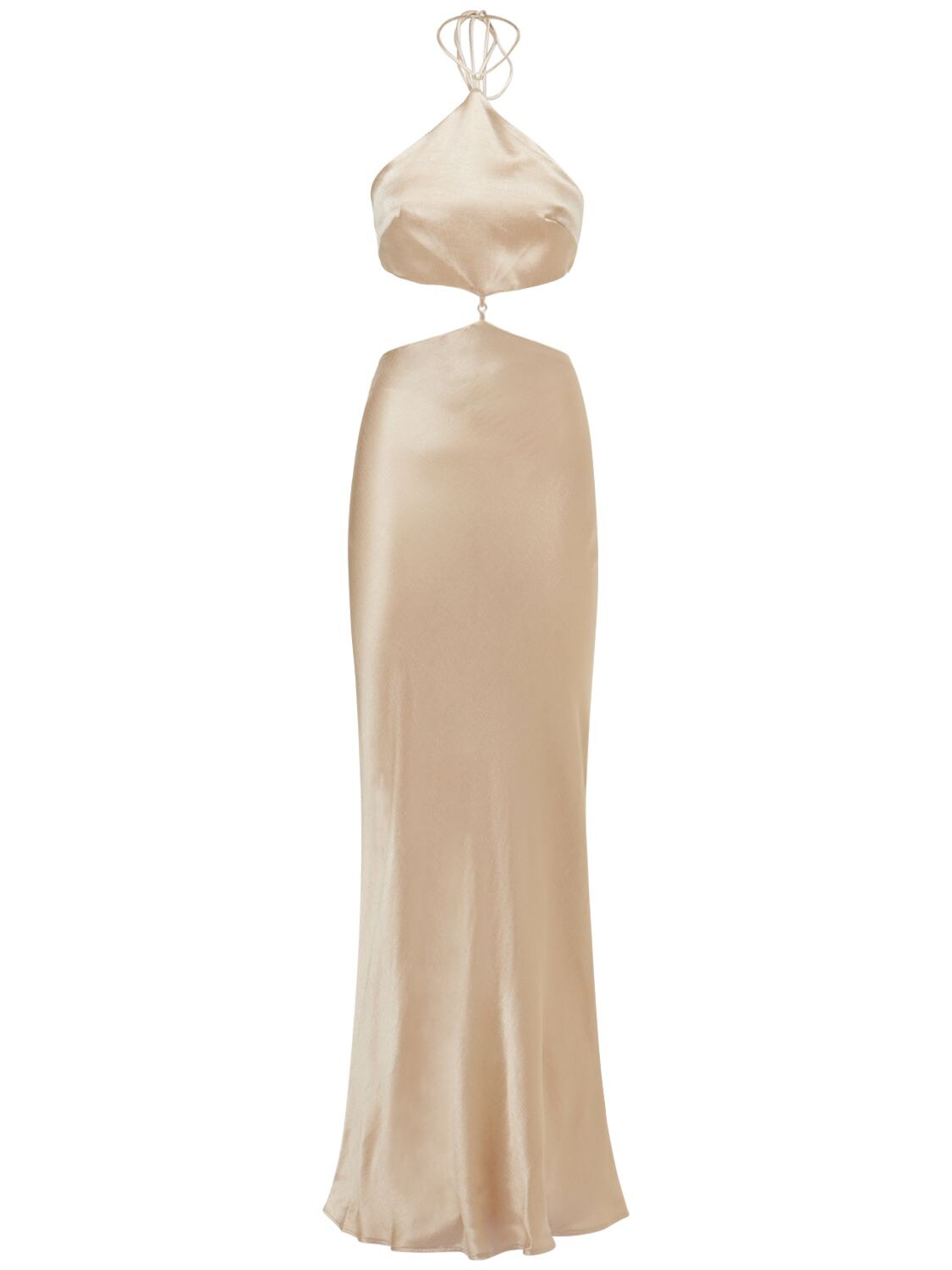 Bec & Bridge Kara Champagne Cut-out Satin Maxi Dress In White
