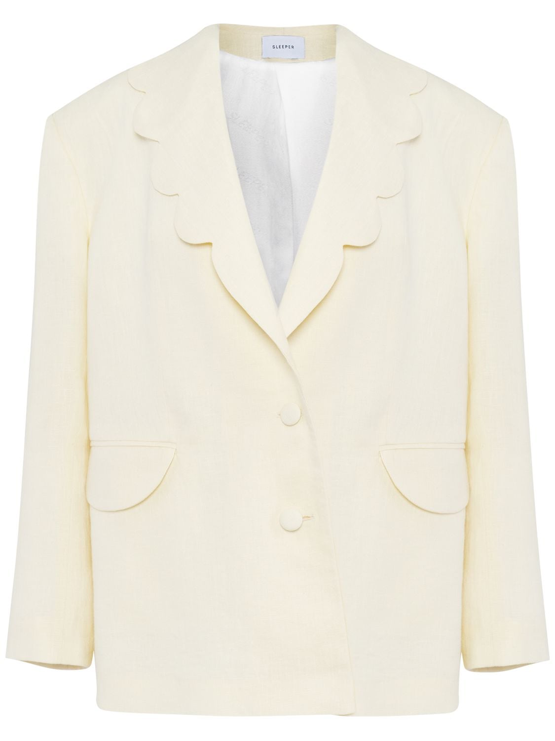 Sleeper Women's Dynasty Scalloped Linen Blazer - Milk - Size Medium