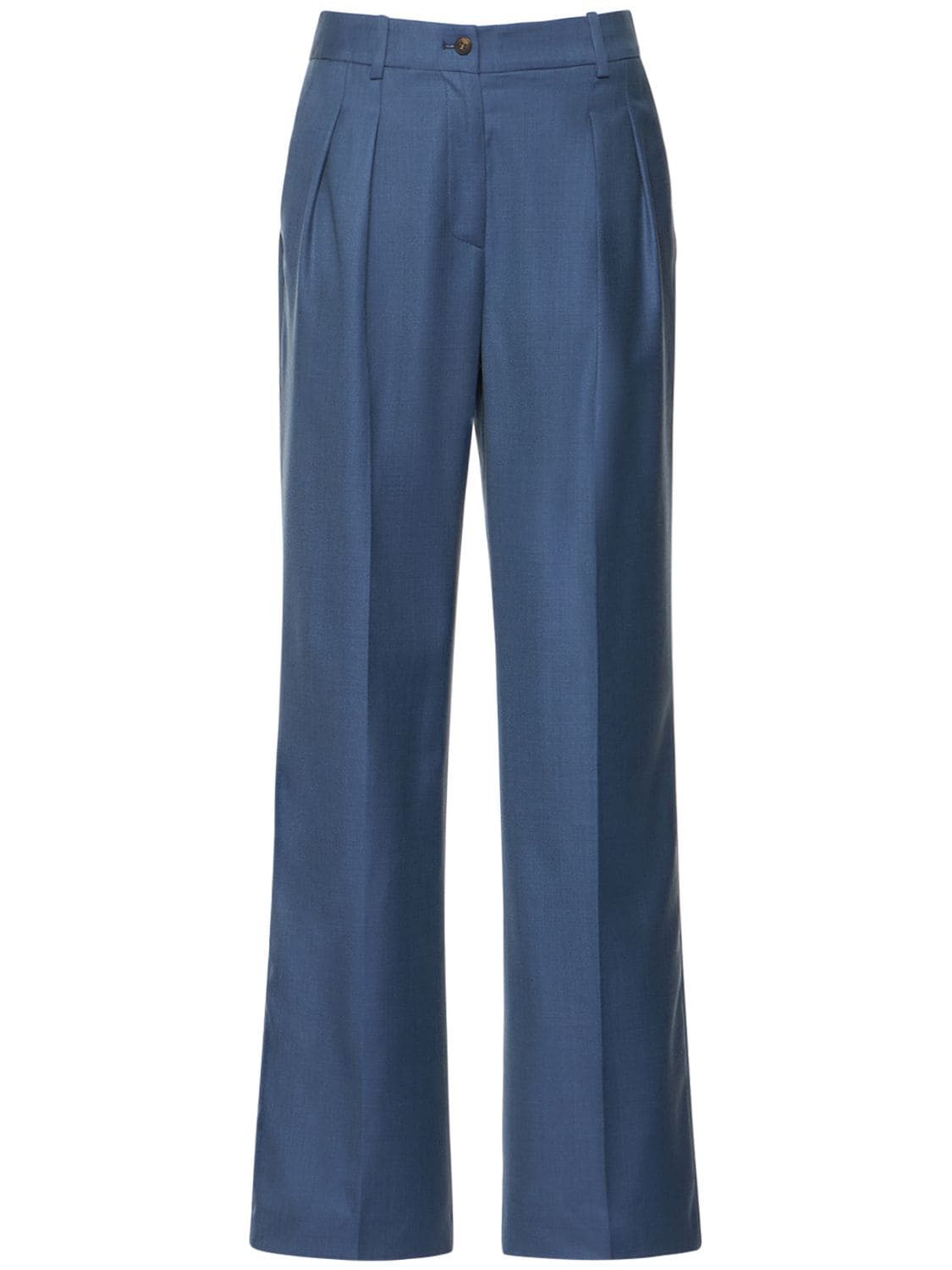 Loulou Studio Sbiro Pleated Wool Wide Pants In Blue | ModeSens