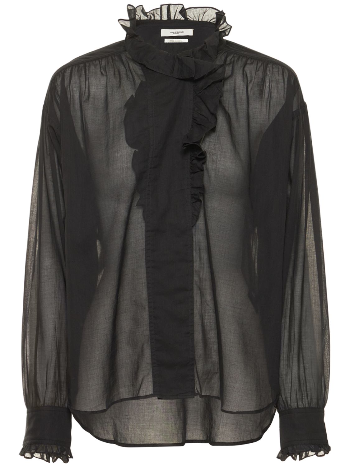 Isabel Marant Étoile Pamias Ruffled Cotton Shirt In Black
