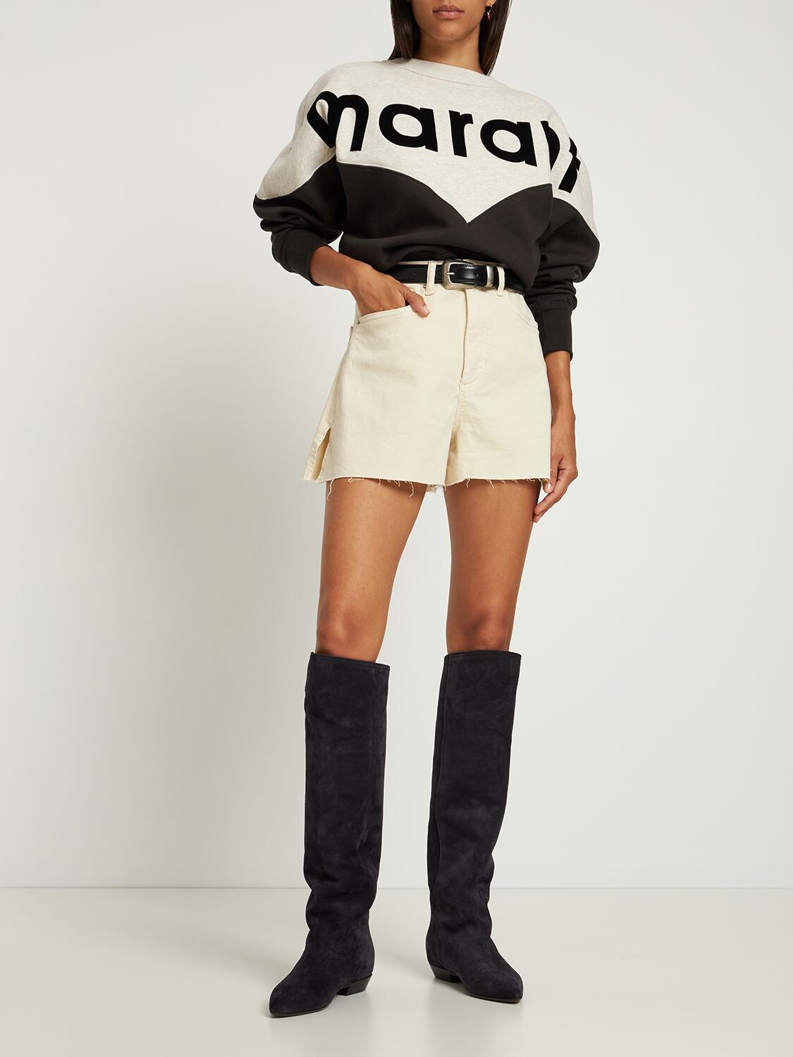 Shop Marant Etoile Houston Logo Jersey Cotton Sweatshirt In Schwarz,weiss