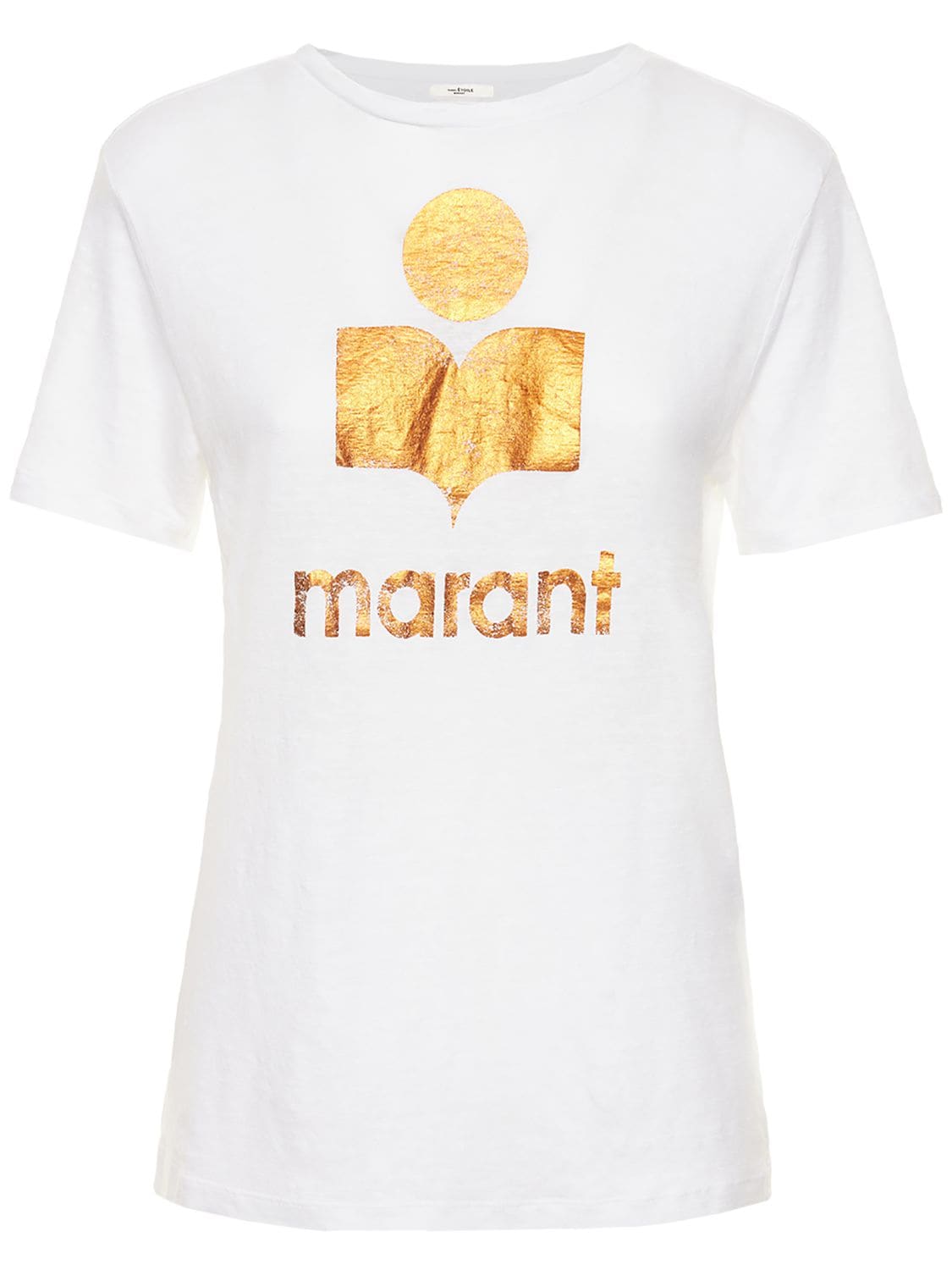 Isabel Marant Étoile Zewel Logo Linen T-shirt In White,orange
