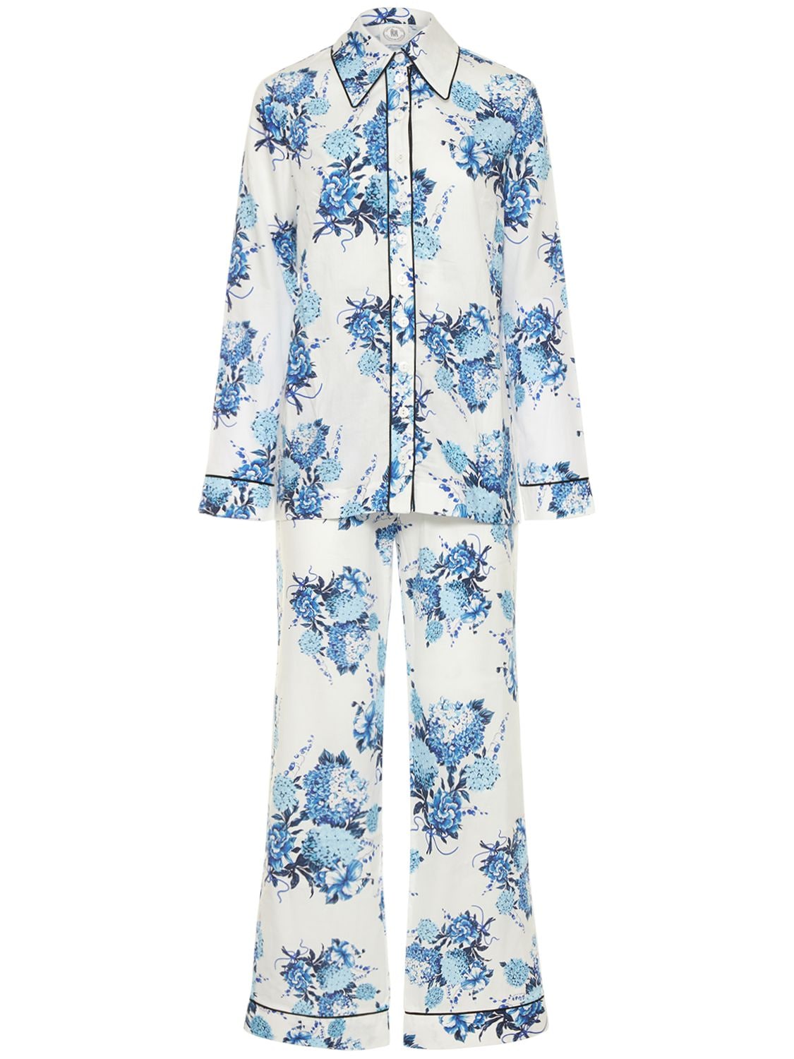 Emilia Wickstead - Printed cotton satin pajama set - Blue/White ...