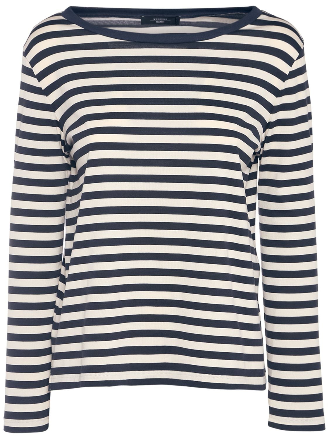 Weekend Max Mara - Leida striped jersey boatneck t-shirt - White/Blue ...