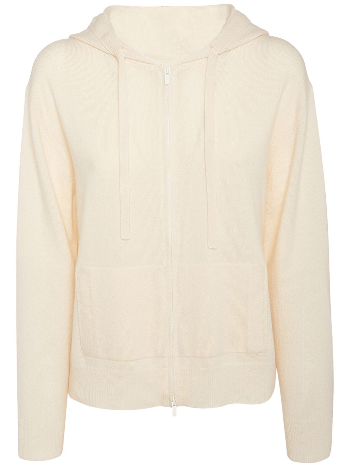 Max Mara Oceano Wool & Cashmere Knit Zip Hoodie In Ecru | ModeSens