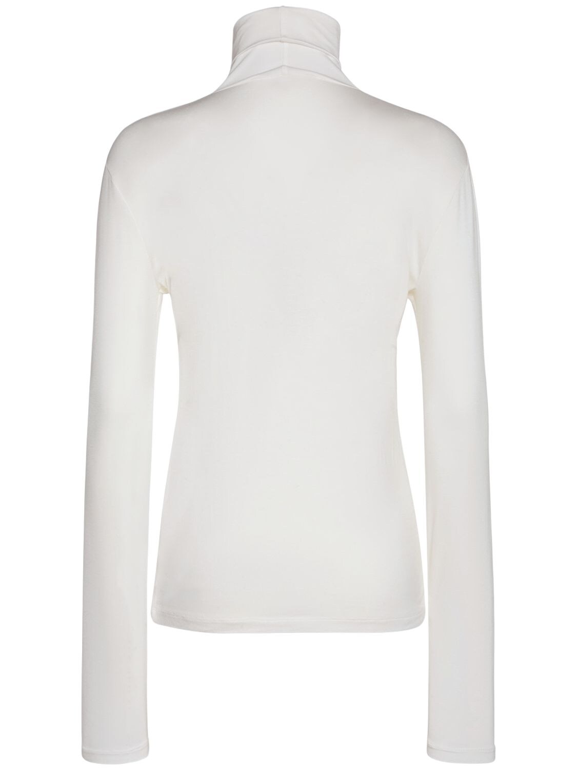 Shop Max Mara Dede Stretch Viscose Turtleneck Top In Silk White