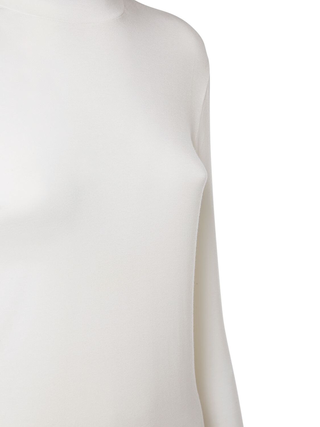 Shop Max Mara Dede Stretch Viscose Turtleneck Top In Silk White