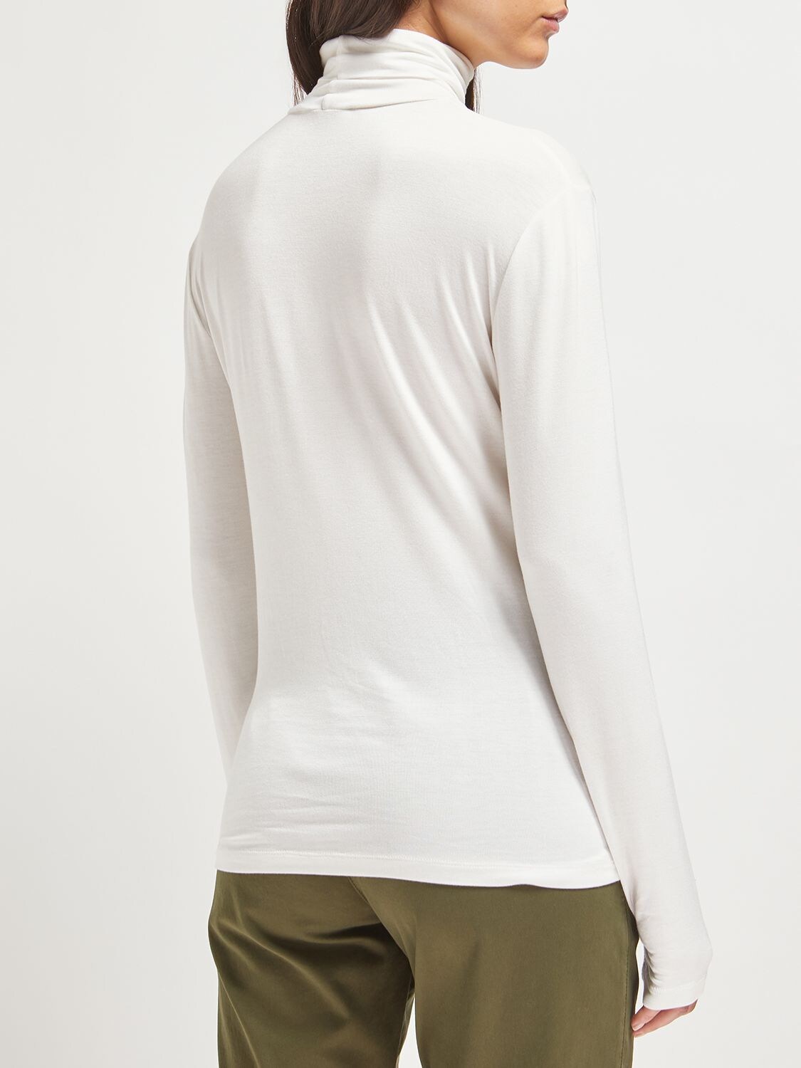 Shop Max Mara Dede Stretch Viscose Turtleneck Top In Silk White