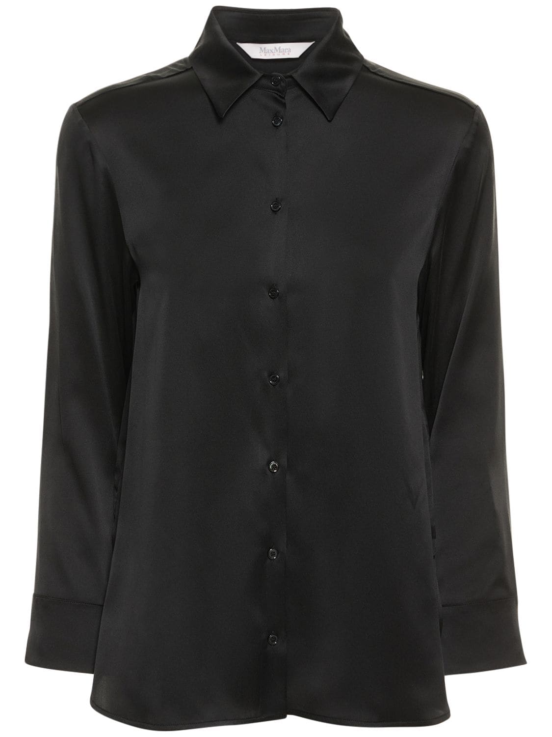 Max Mara Giudea Silk Stretch Satin Shirt In Black | ModeSens