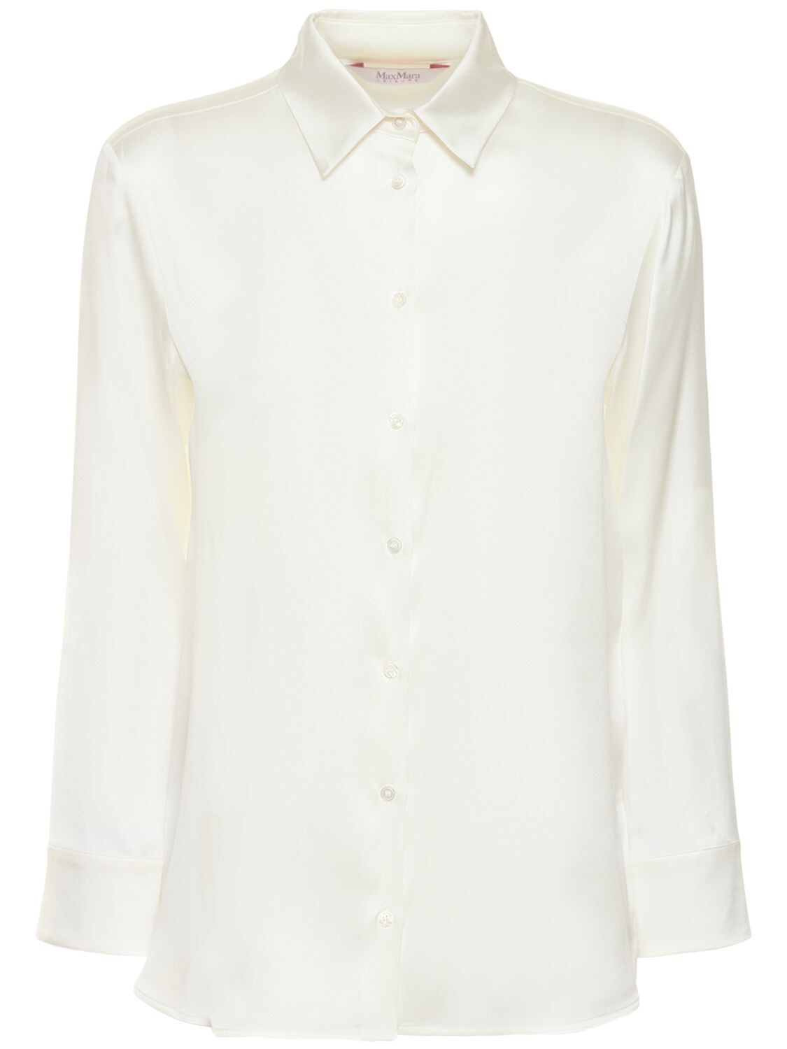 Max Mara Giudea Silk Stretch Satin Shirt In White | ModeSens