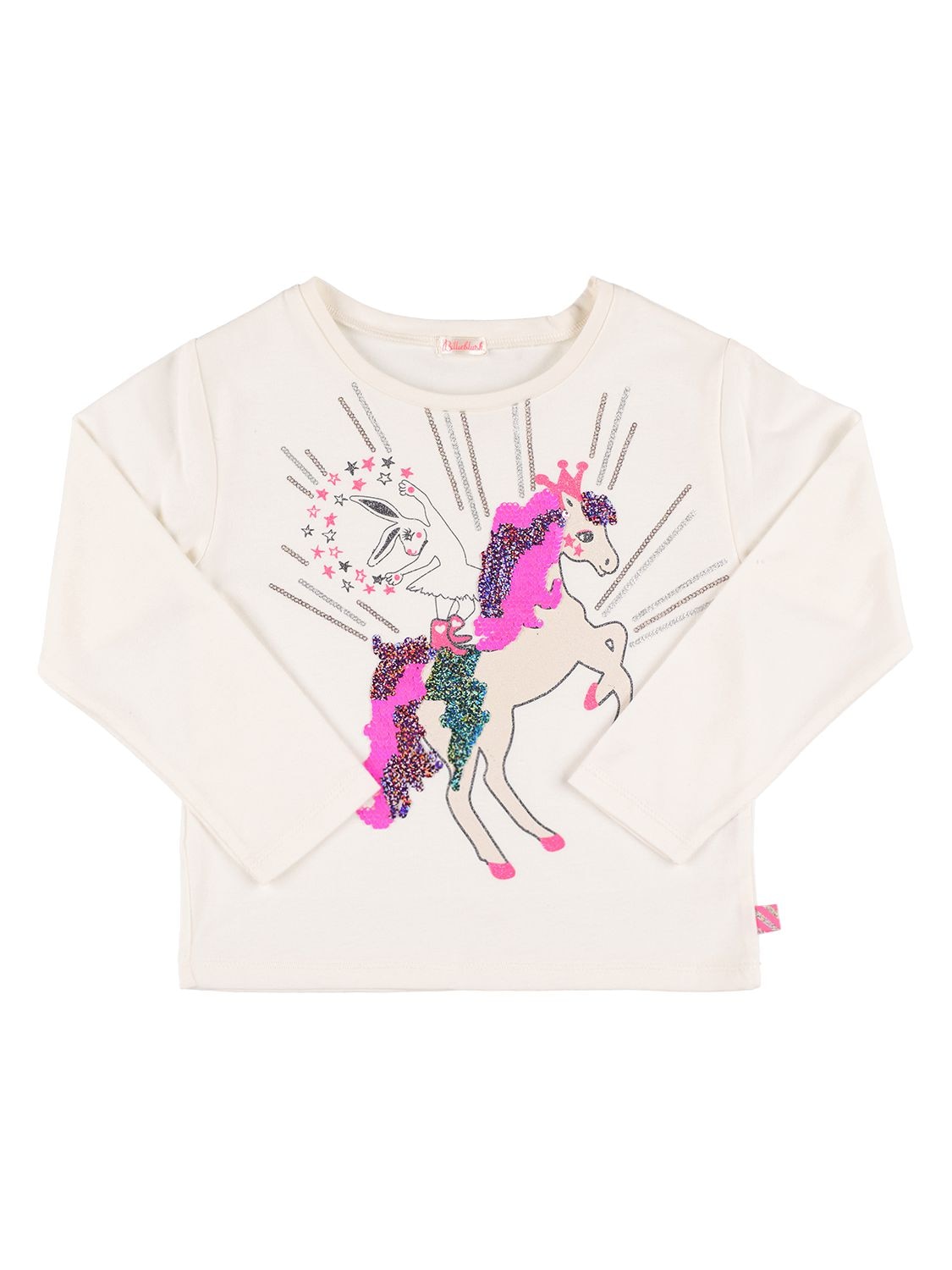 Billieblush Kids' Embellished Cotton Jersey T-shirt In White