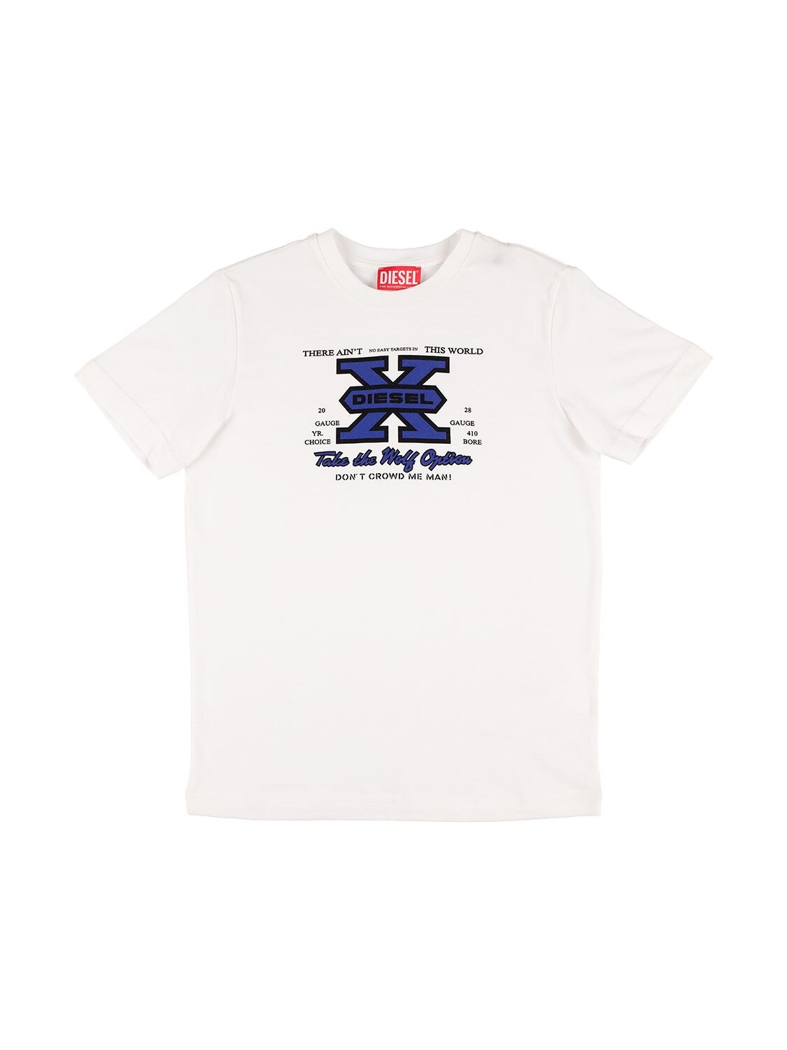 Diesel Kids' Printed Logo Cotton Jersey T-shirt In White