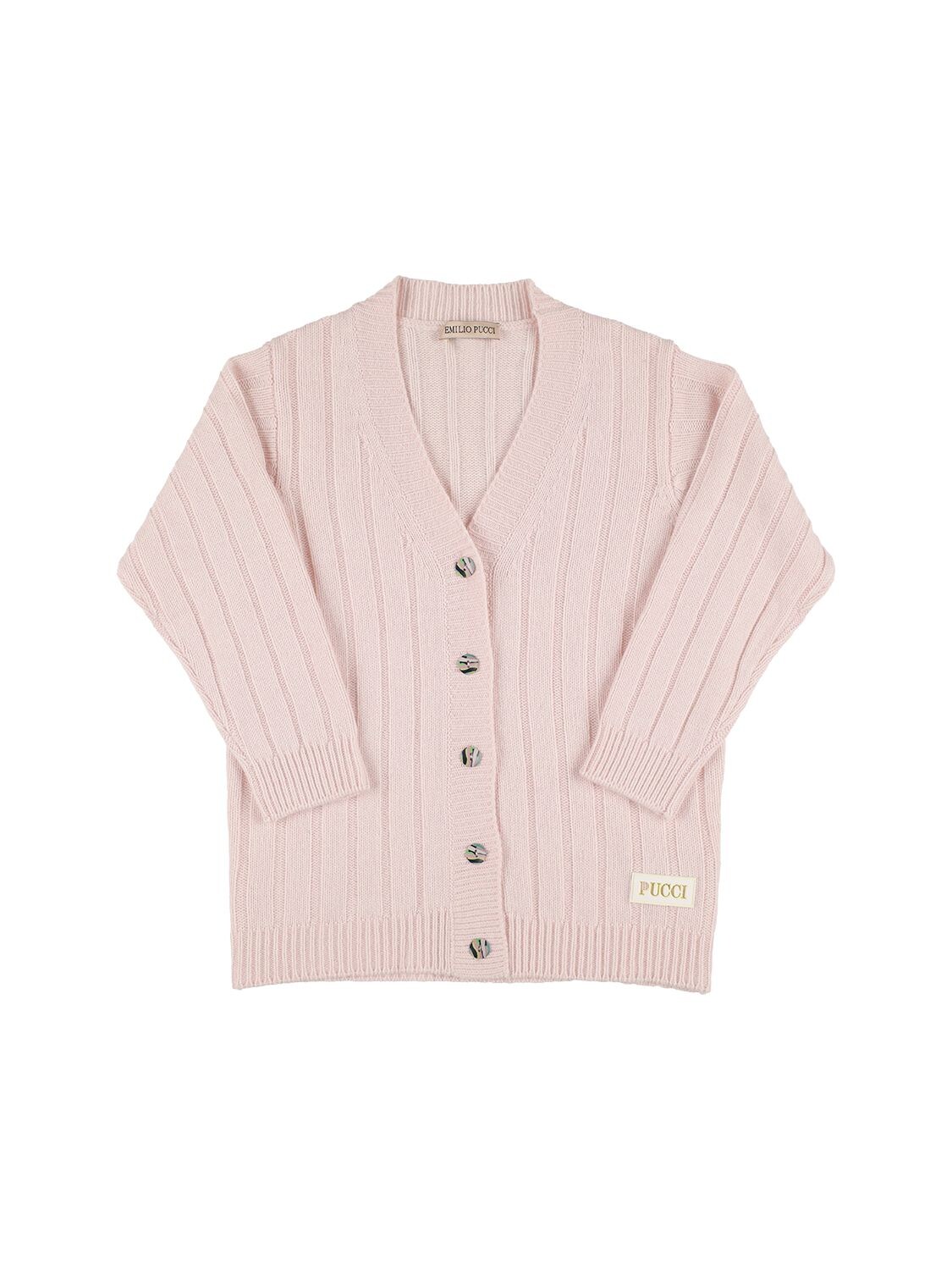 Emilio Pucci Kids' Wool Blend Knit Cardigan In Pink
