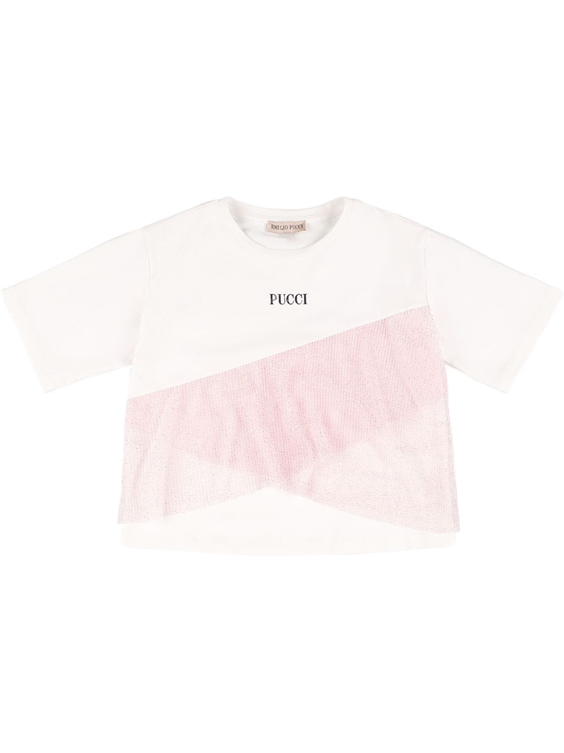 EMILIO PUCCI COTTON JERSEY T-SHIRT W/ TULLE INSERT