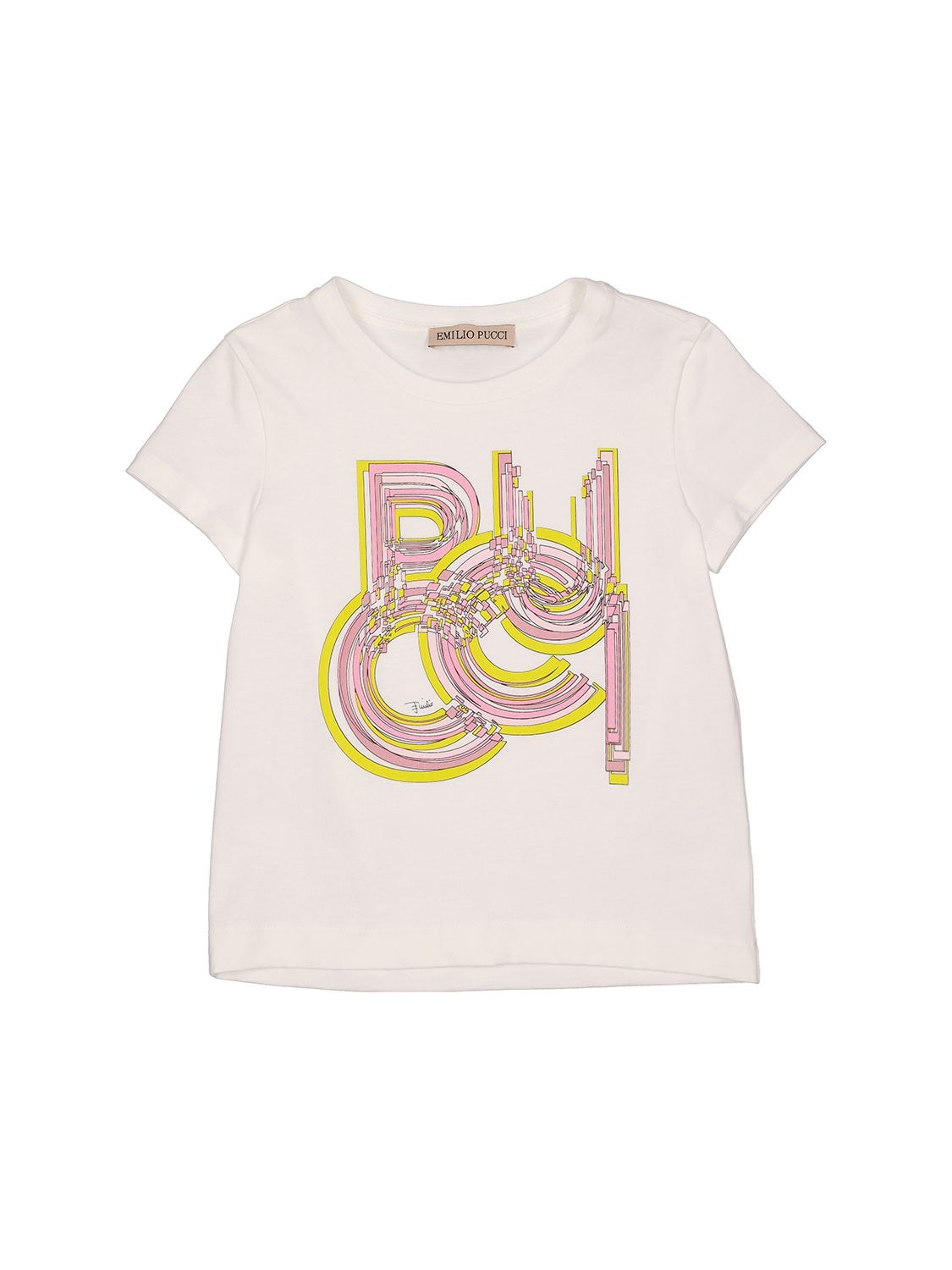 Emilio Pucci Kids' Rubberized Print Cotton Jersey T-shirt In White
