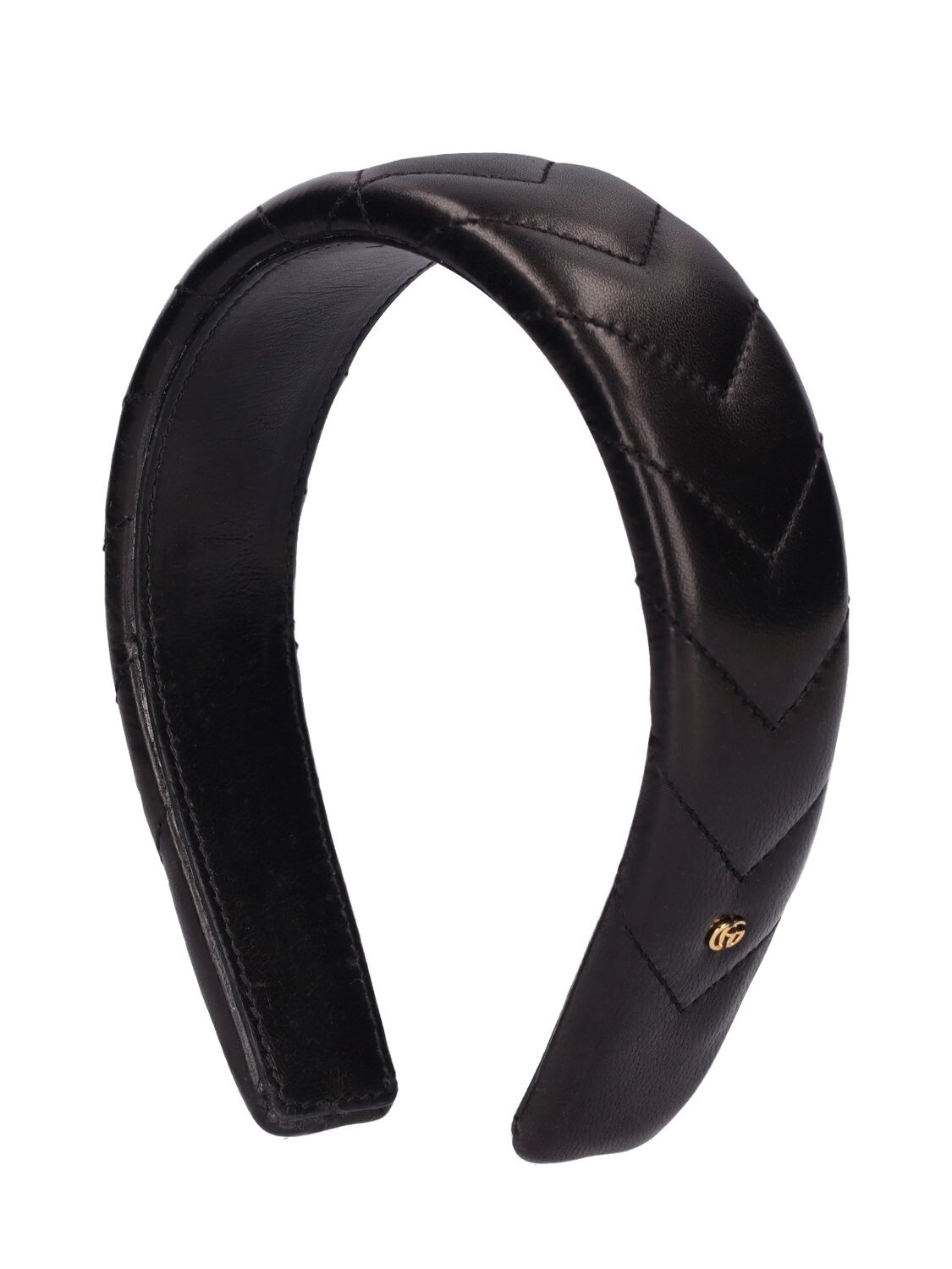 Gucci Chevron-quilted Leather Headband In Black