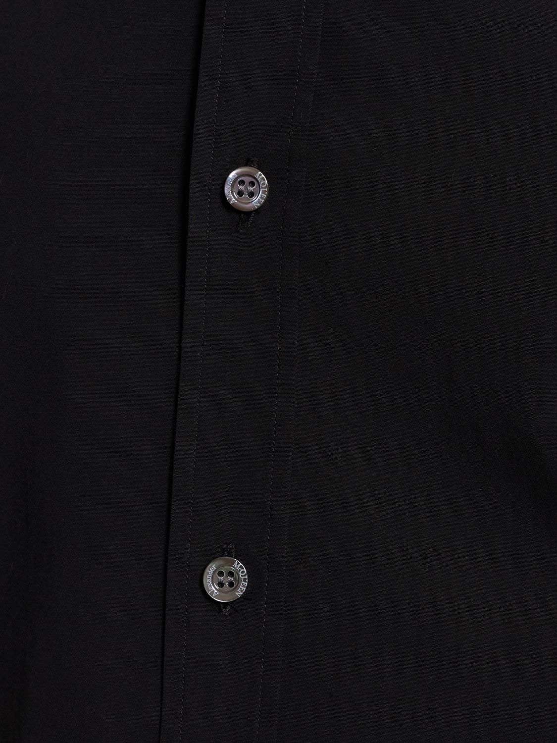 Shop Alexander Mcqueen Cotton Blend Short Sleeve Shirt In Black