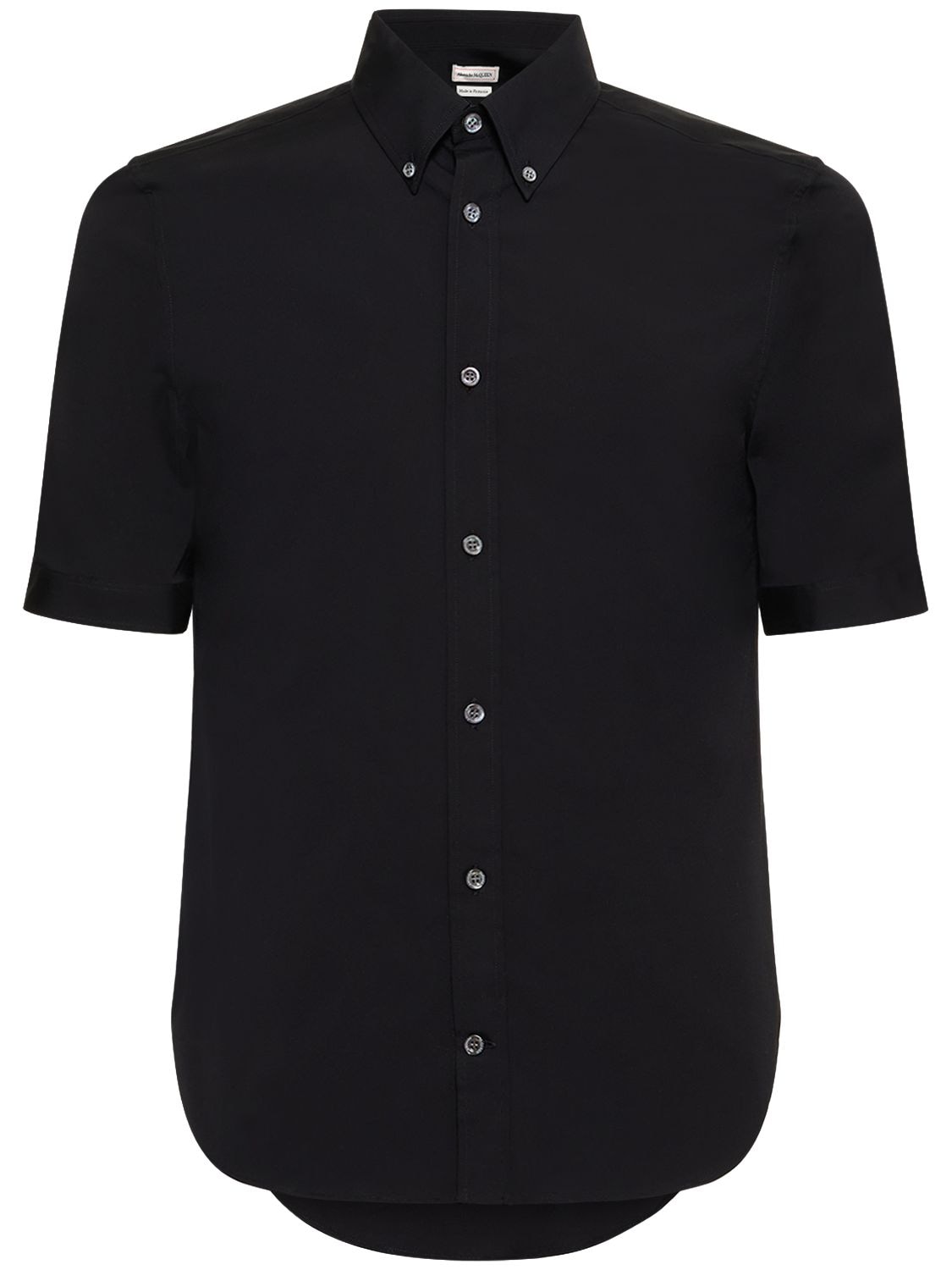 Shop Alexander Mcqueen Cotton Blend Short Sleeve Shirt In Black