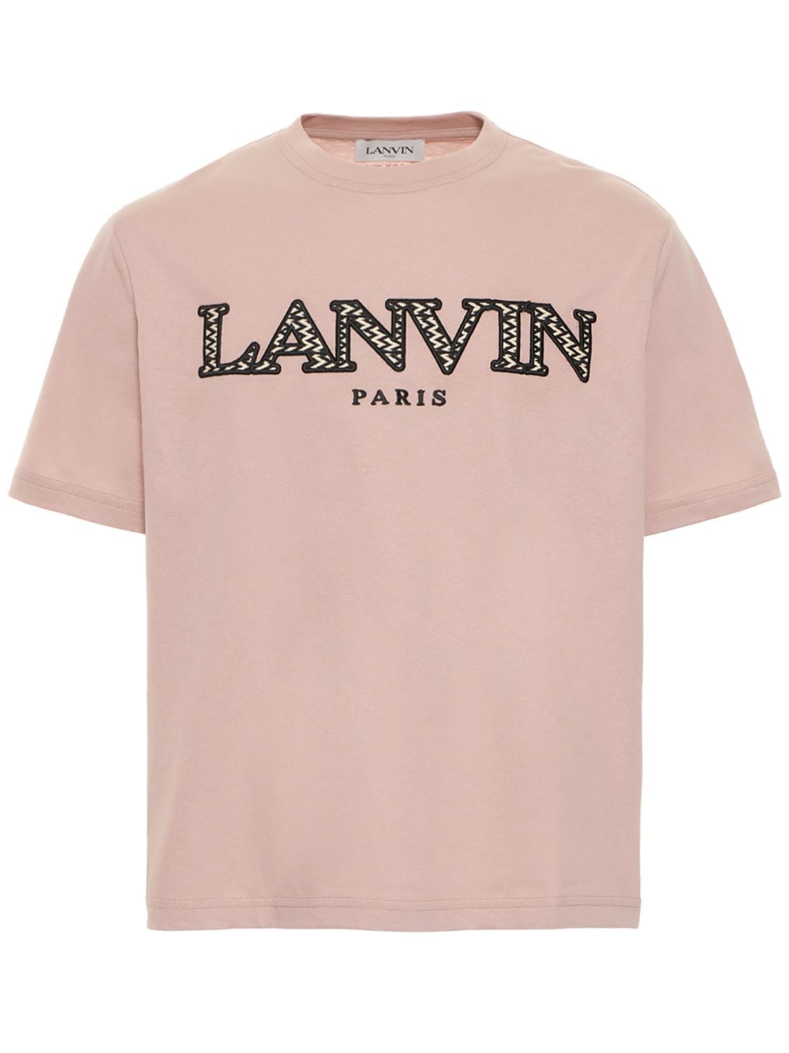 Lanvin Curb Logo Embroidery Cotton T-shirt In Light Pink