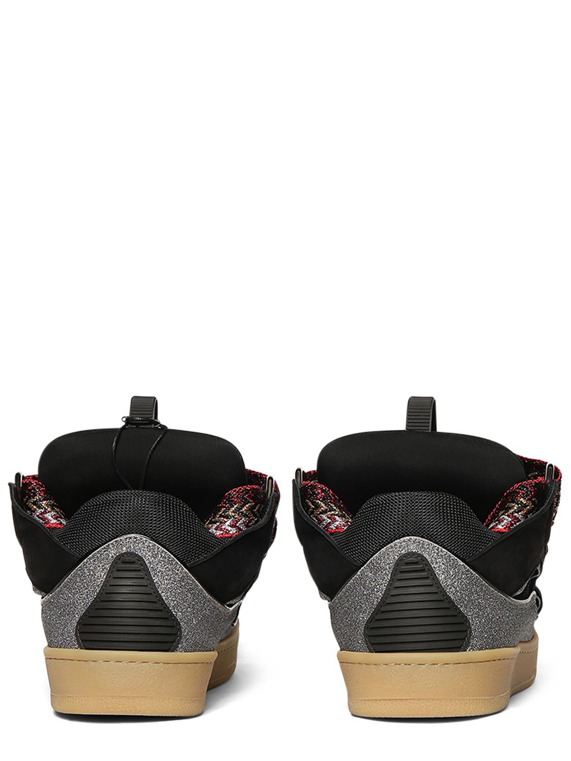 Lanvin Curb Glitter Leather Sneakers In Black ModeSens