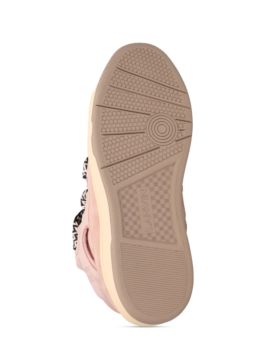 Shop Lanvin Curb Leather Sneakers In Blasses Pink