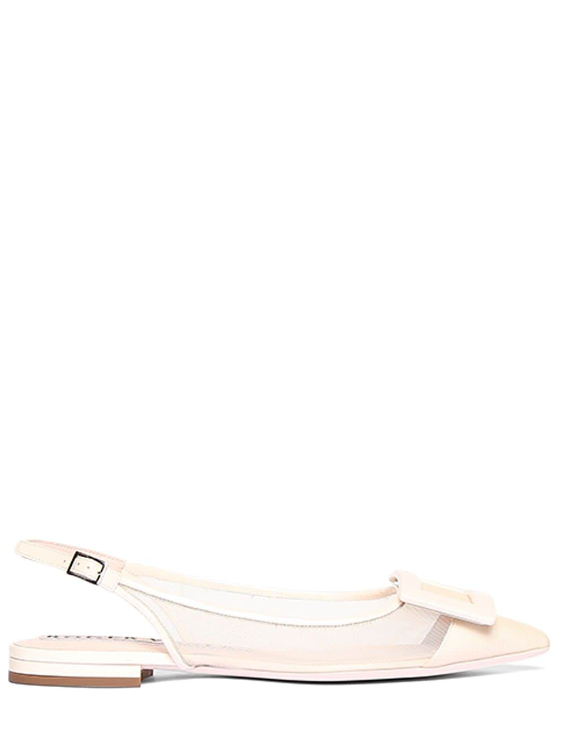 ROGER VIVIER 10MM GOMMETTINE NET SLINGBACK FLATS