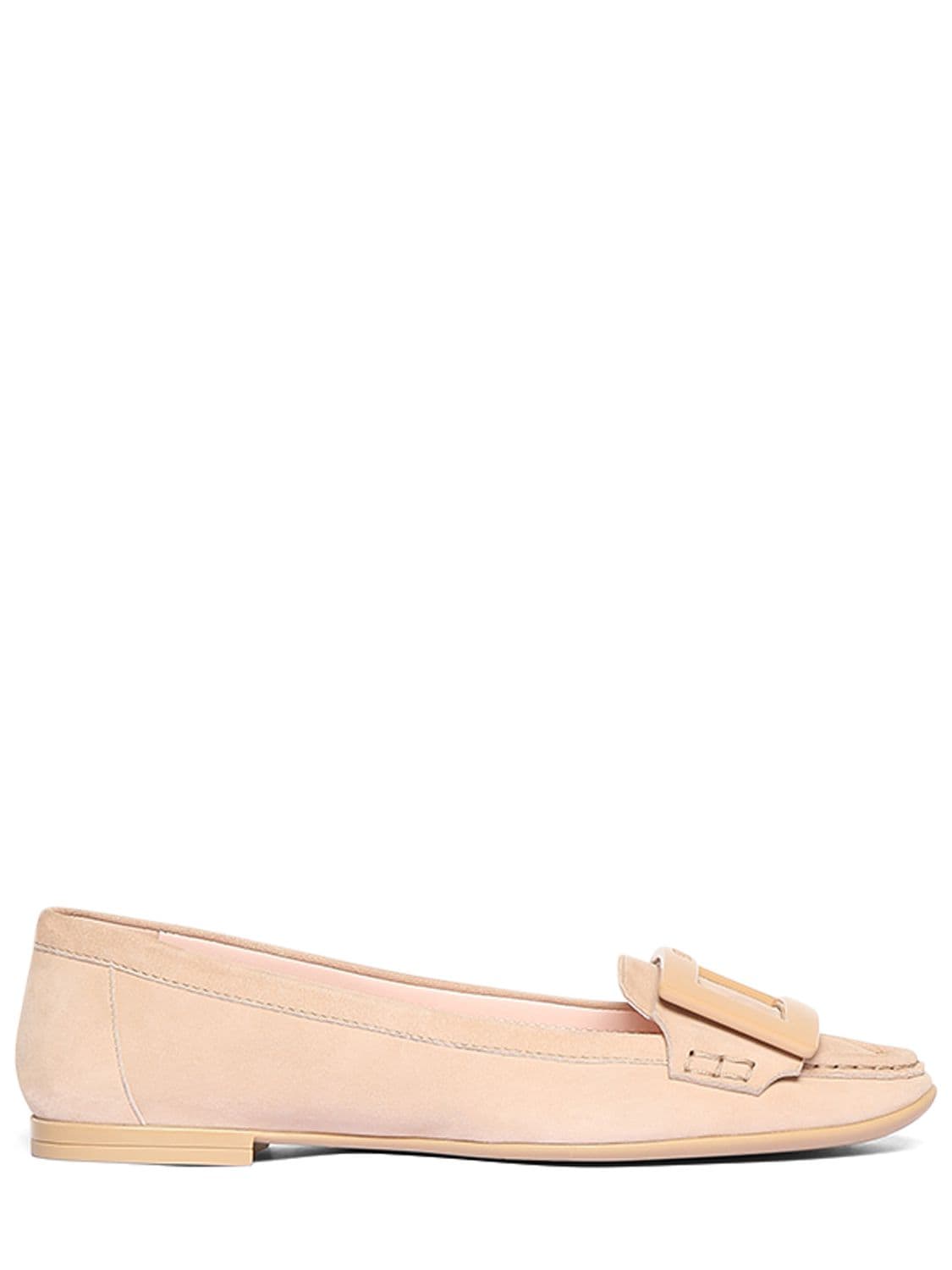 Shop Roger Vivier 10mm Suede Loafers In Beige