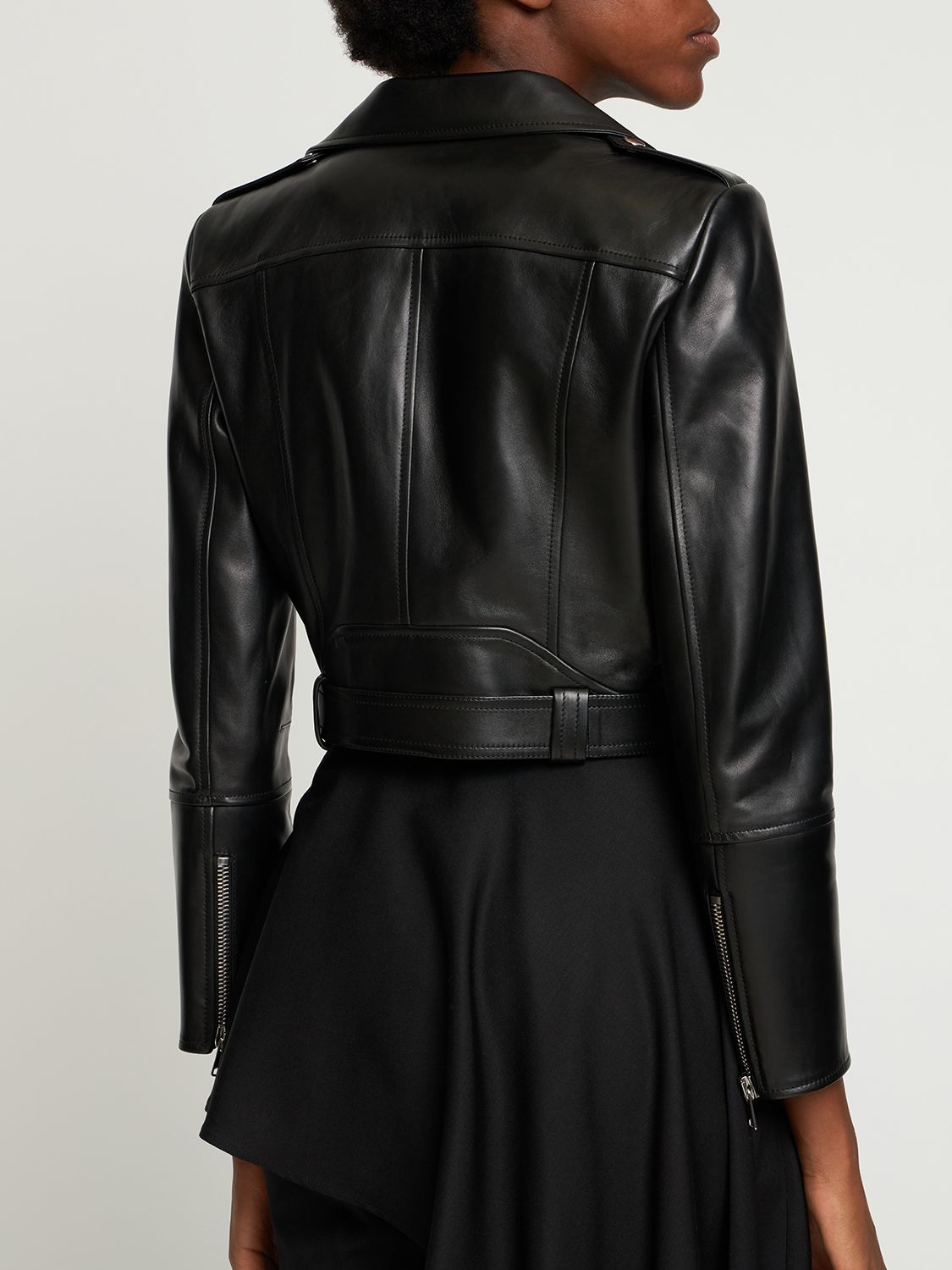 Shop Alexander Mcqueen Leather Jacket In Black