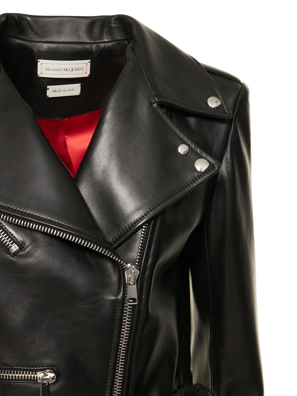 Shop Alexander Mcqueen Leather Jacket In Black