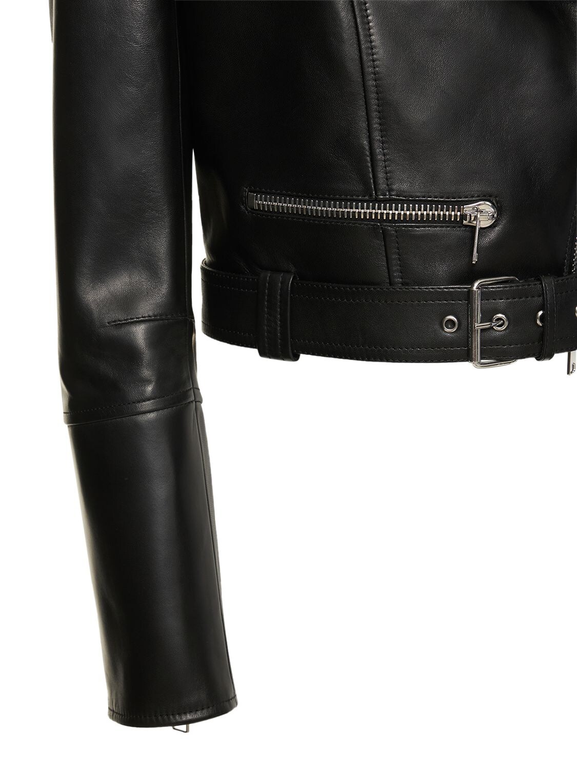 Shop Alexander Mcqueen Leather Jacket In Black